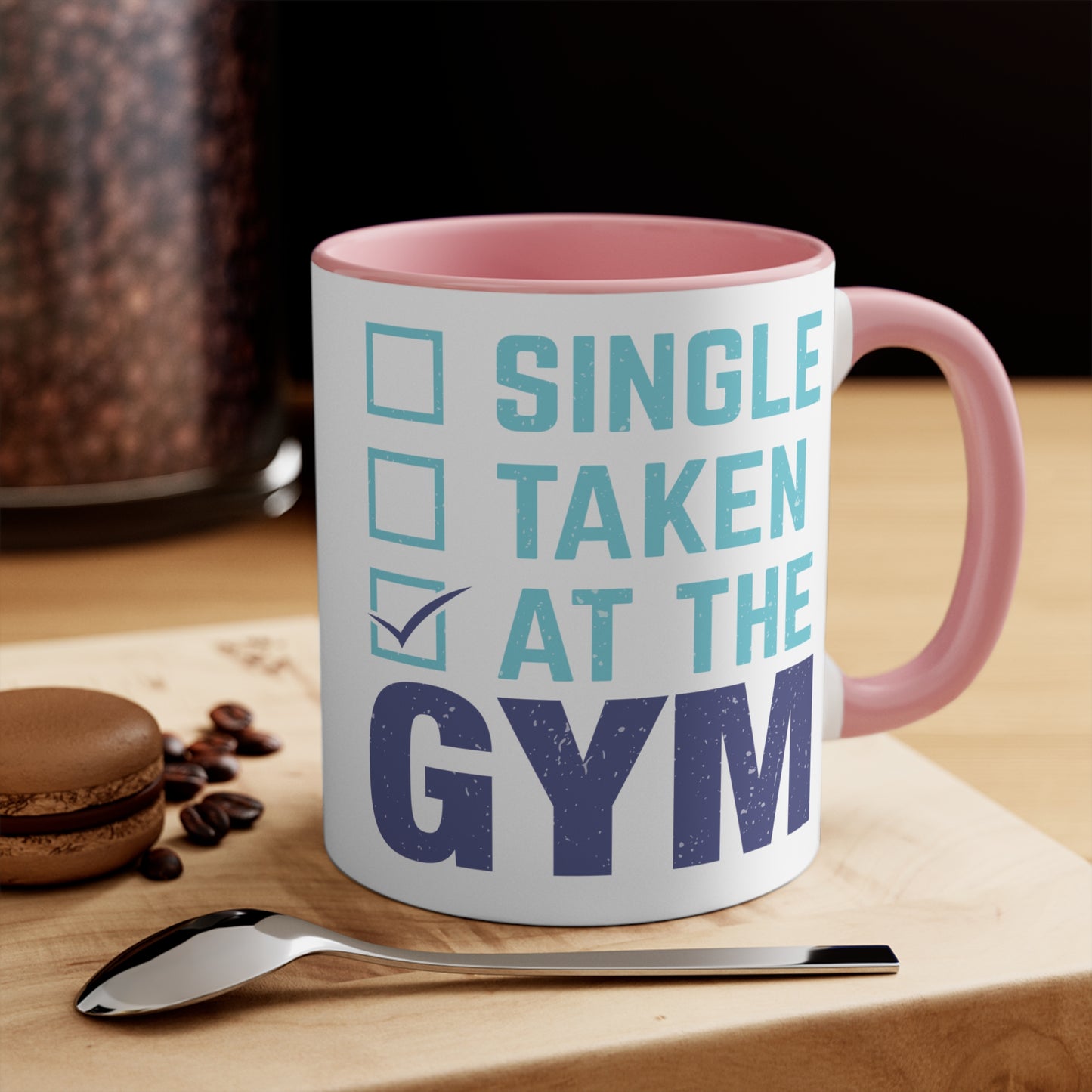 At The Gym Colorful Accent Mug 11oz - For Gym Fitness Enthusiasts