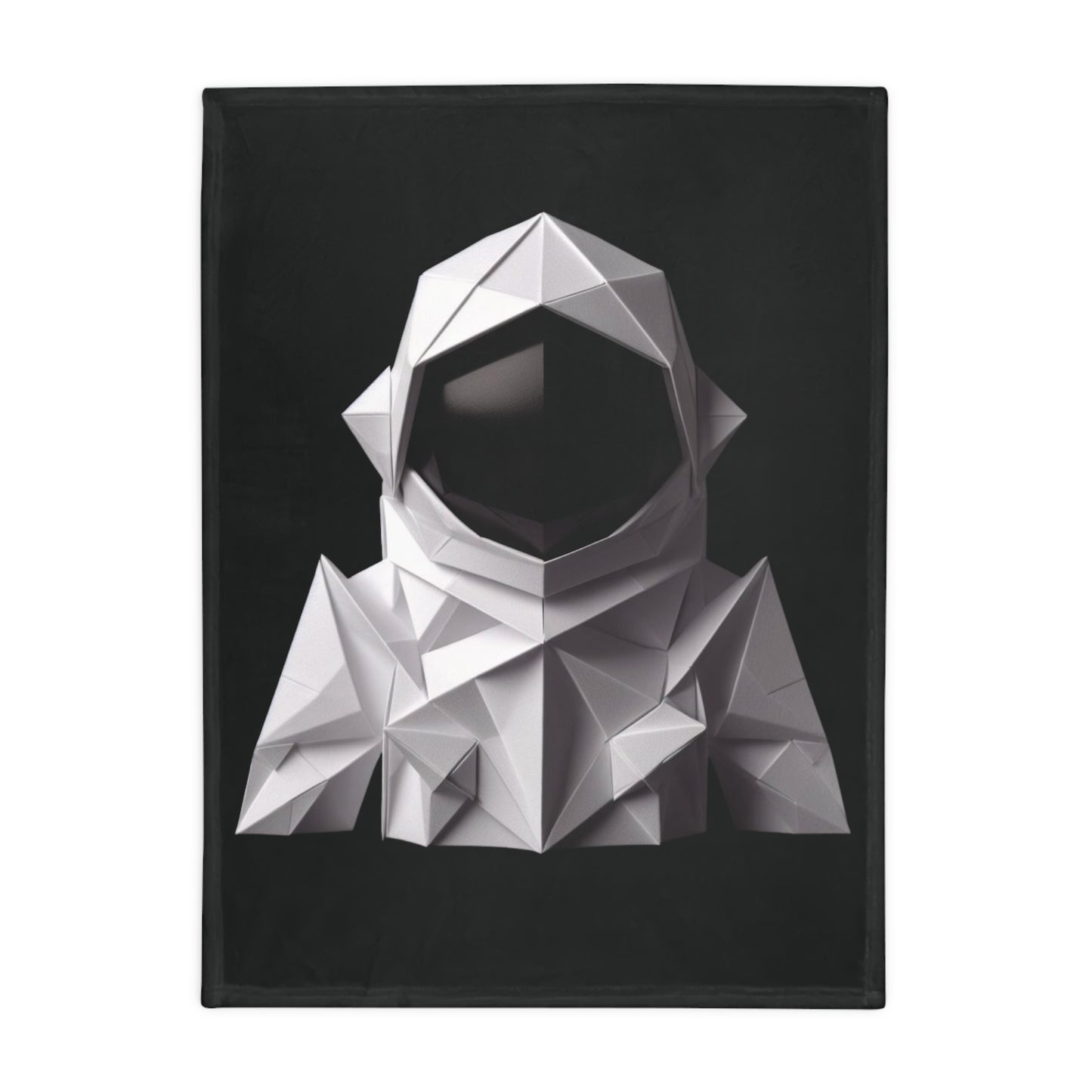 Origami Astronaut Plush Fleece Blanket - Black