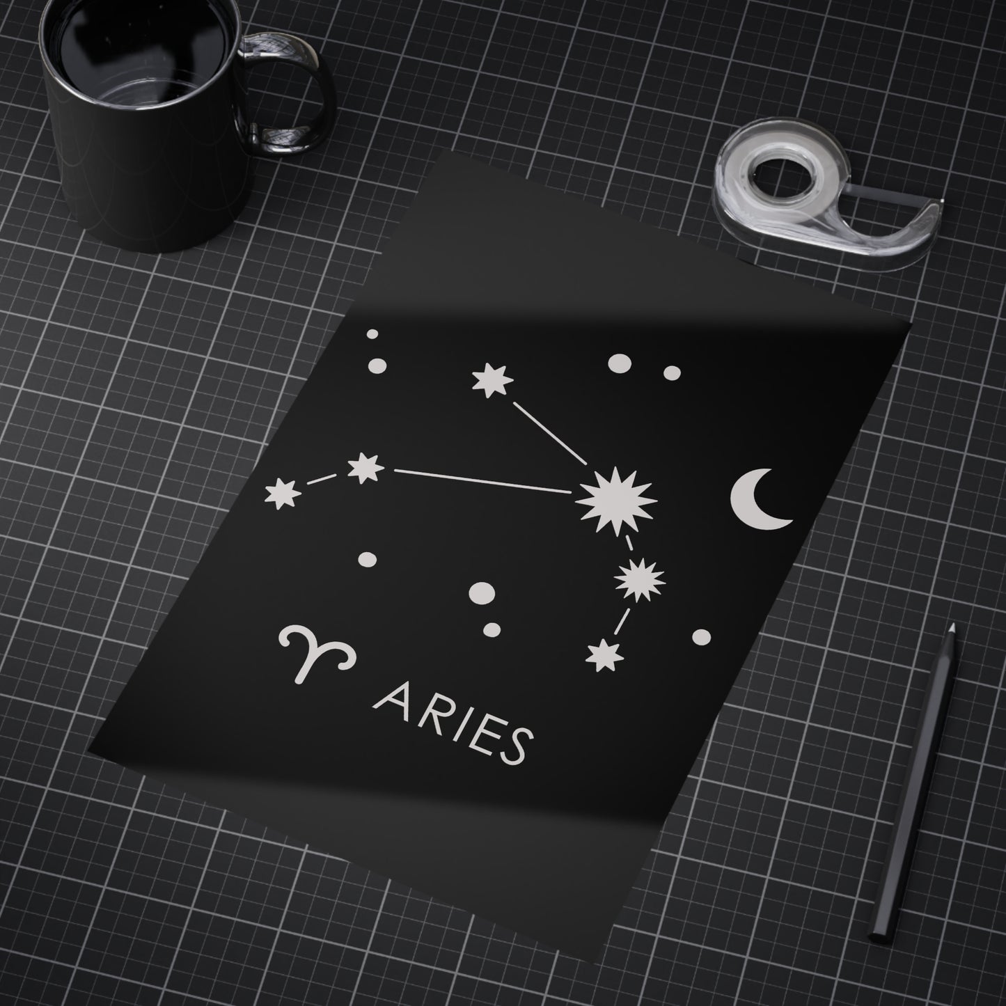 Aries Starmap Unframed Prints - black