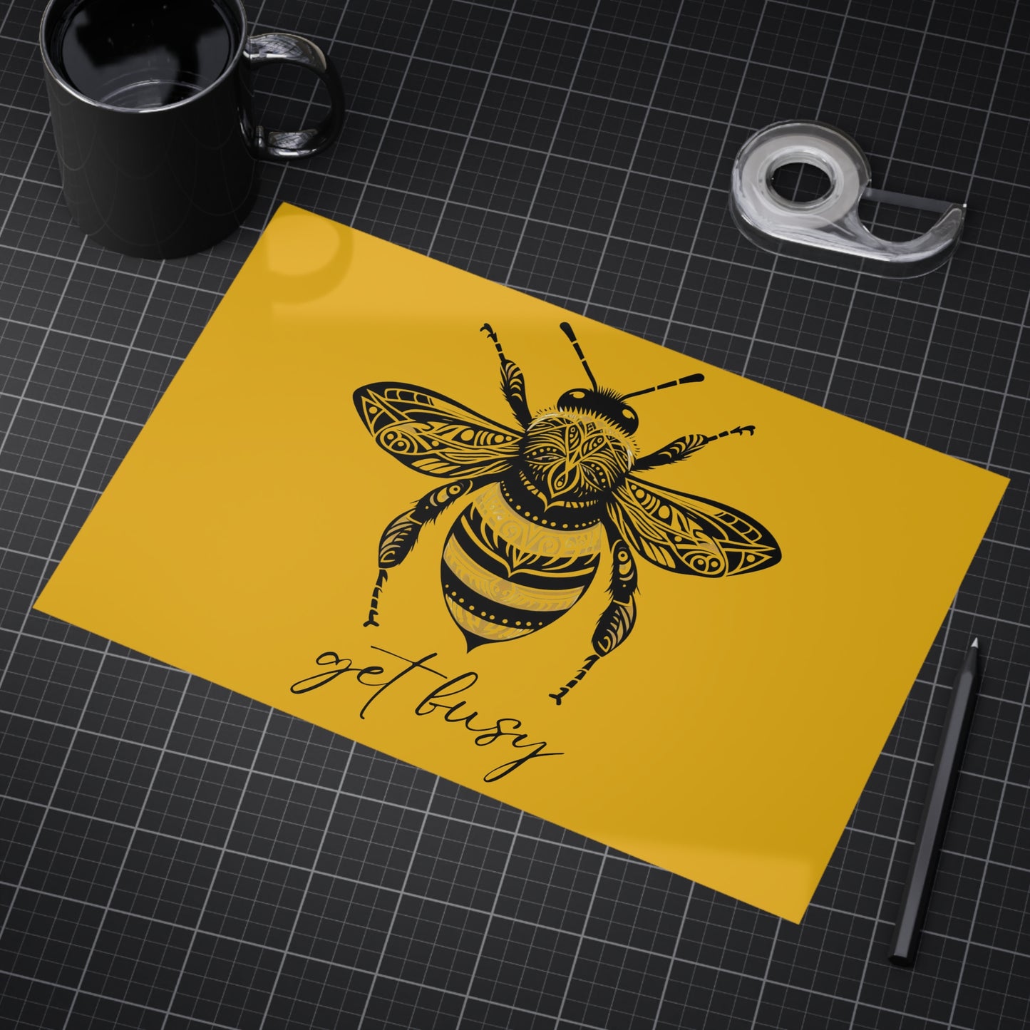 Get Busy Bee Unframed Prints - yellow