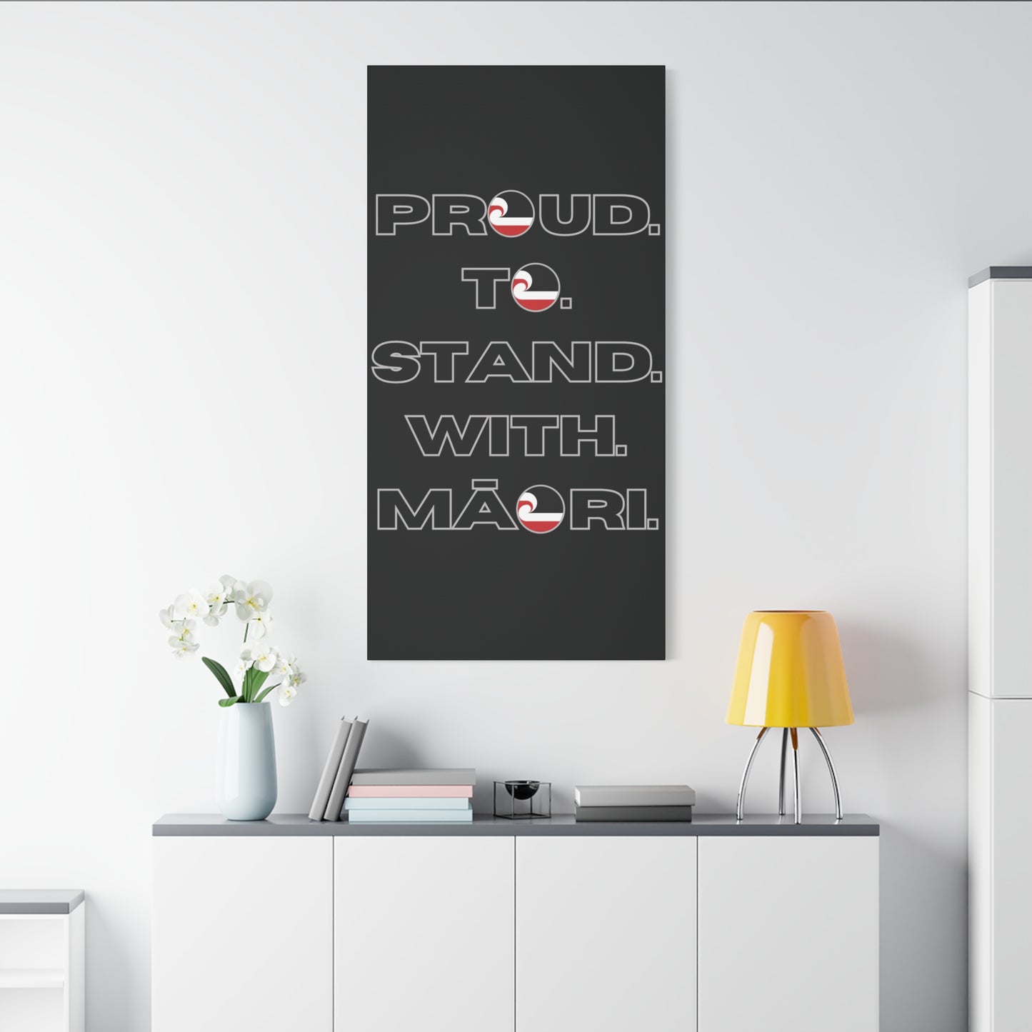 Proud. To. Stand. With. Māori. Classic Canvas - Black