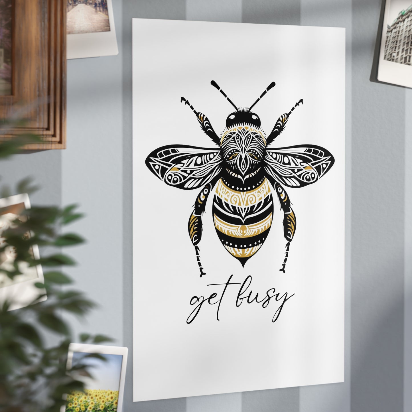 Get Busy Bee Unframed Prints - white