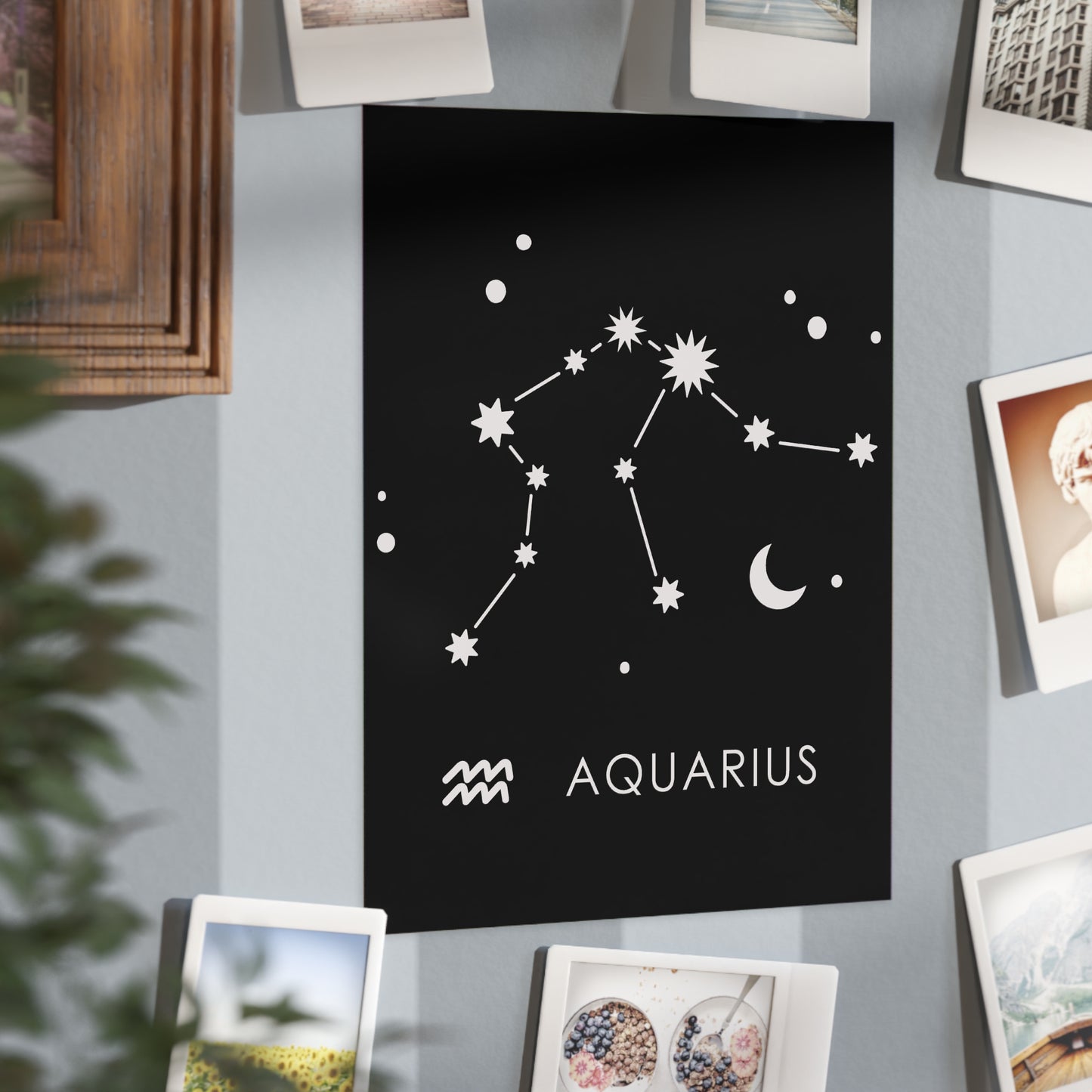 Aquarius Starmap Unframed Prints - black