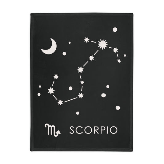 Scorpio Star Map Plush Fleece Blanket - black