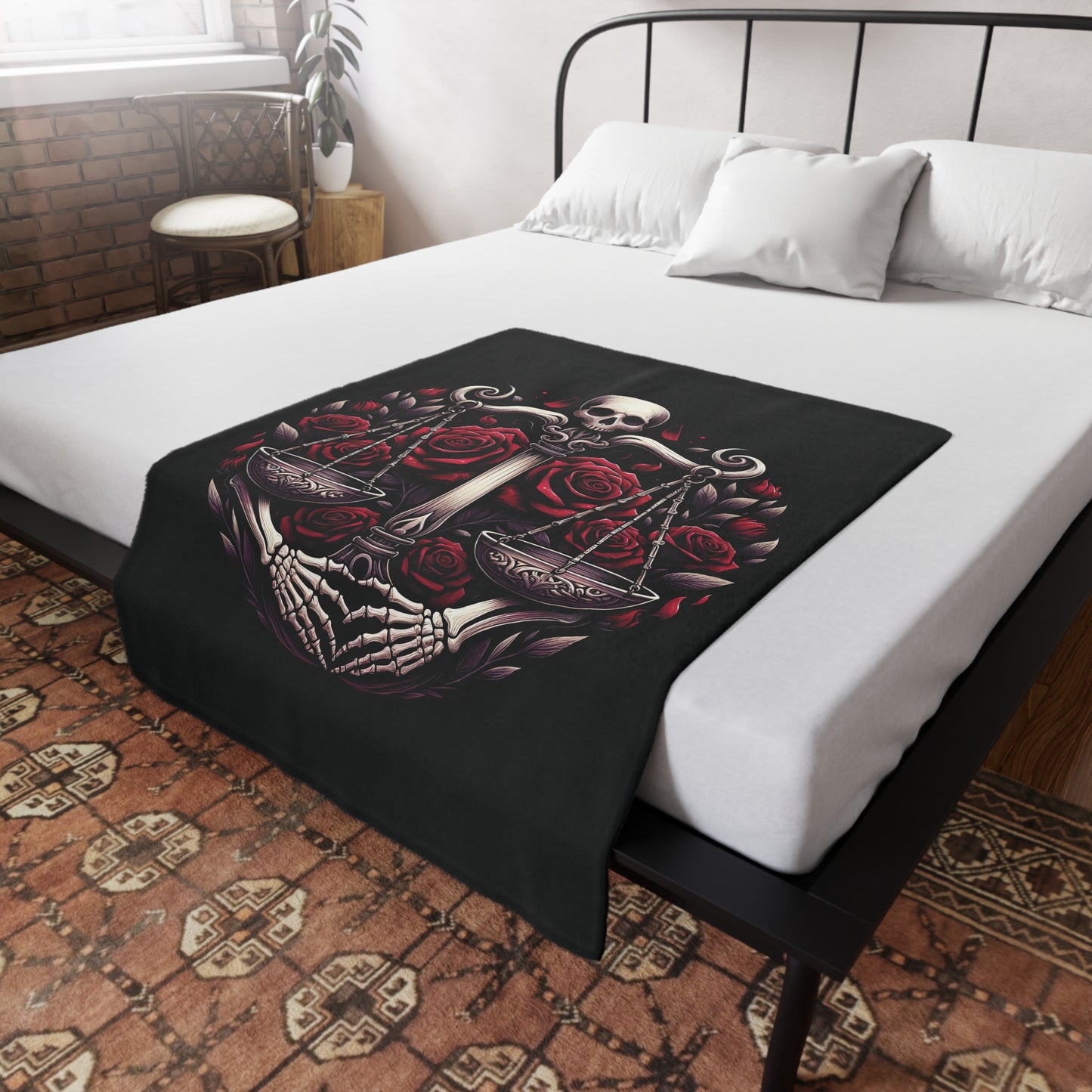 Gothic Libra Plush Fleece Blanket - black