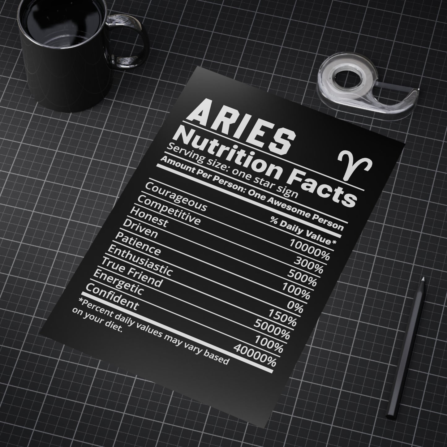 Aries Nutrition Unframed Prints - black