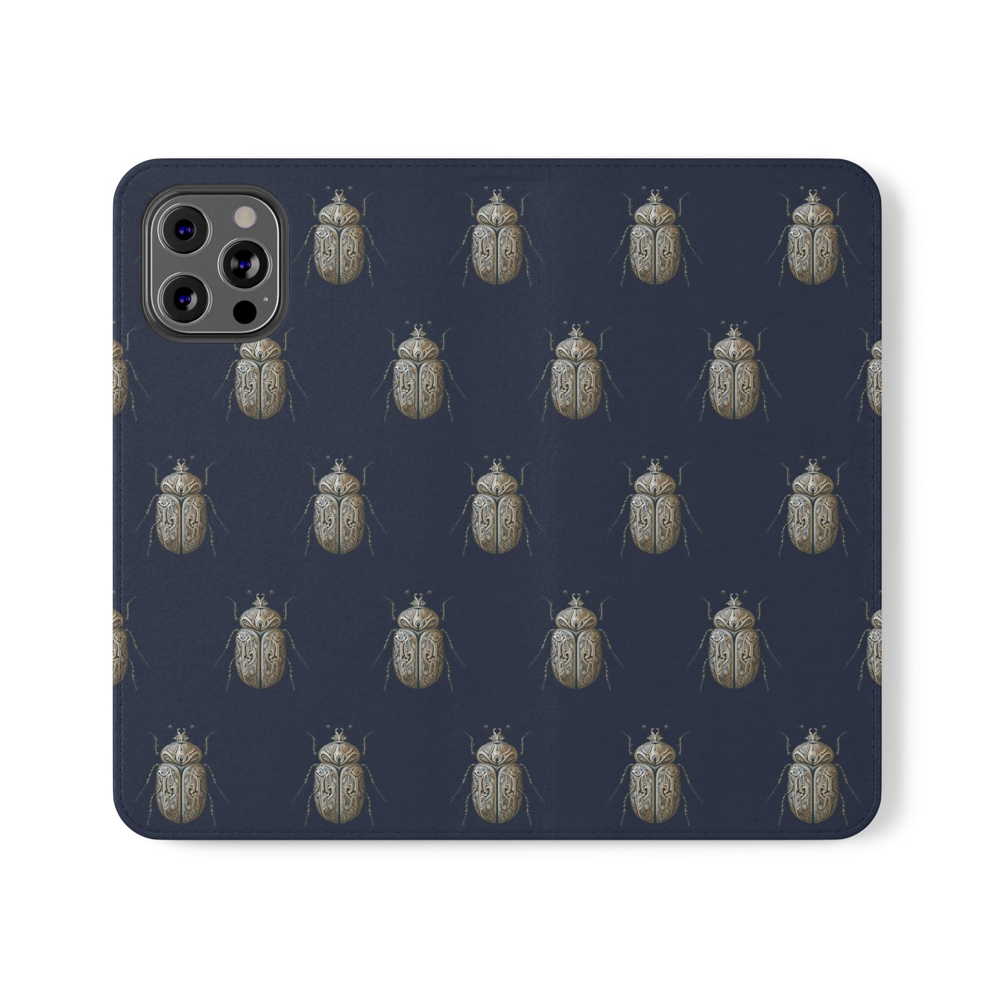 Carved Beetle Flip Cases for iPhone/Samsung - navy