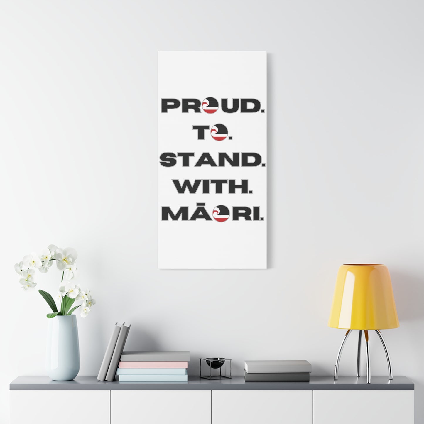 Proud. To. Stand. With. Māori. Classic Canvas - White