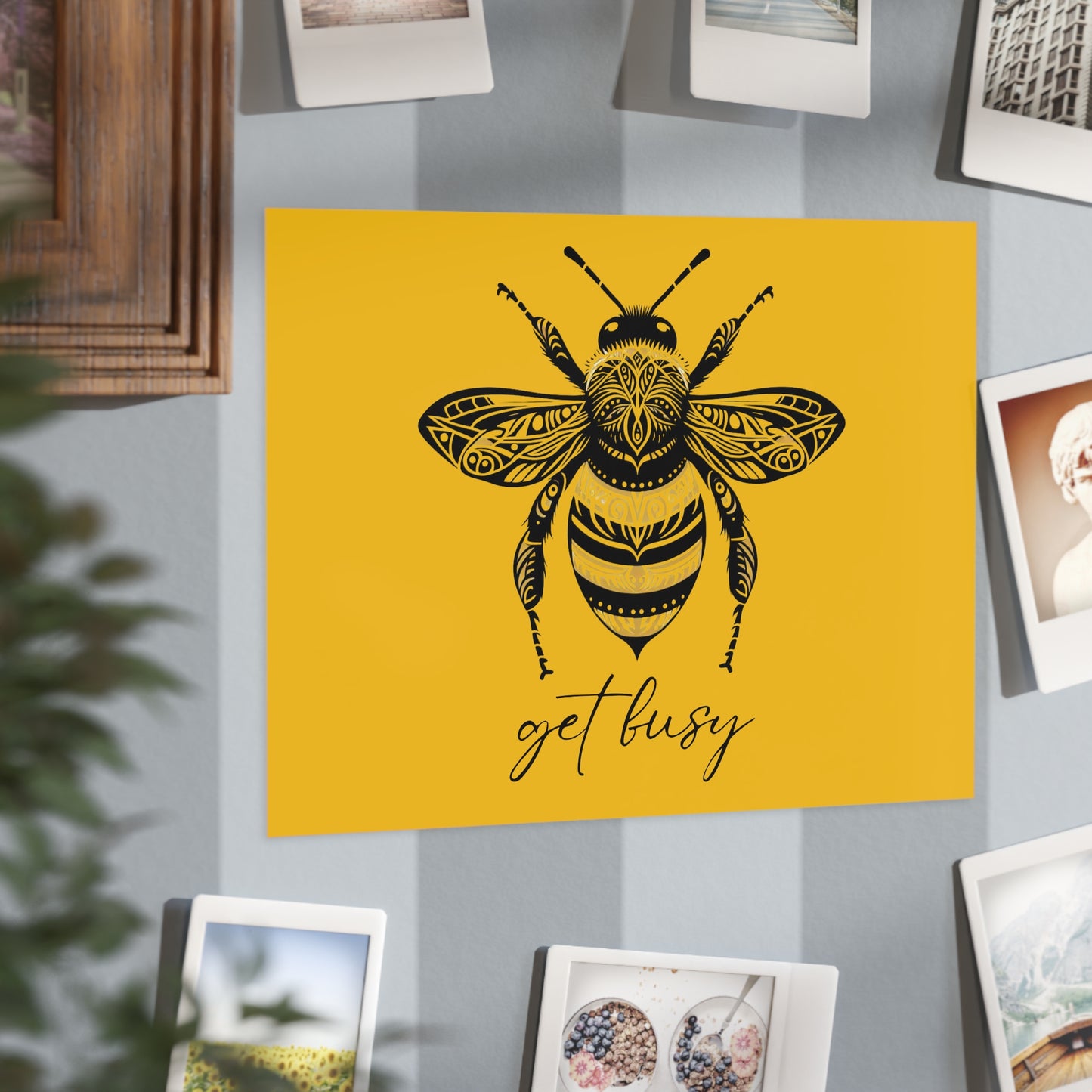 Get Busy Bee Unframed Prints - yellow