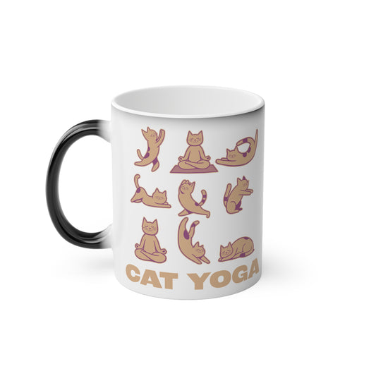 Cat Yoga Magic Mug - Color Changing Heat Sensitive Cup for Relaxation and Meditation