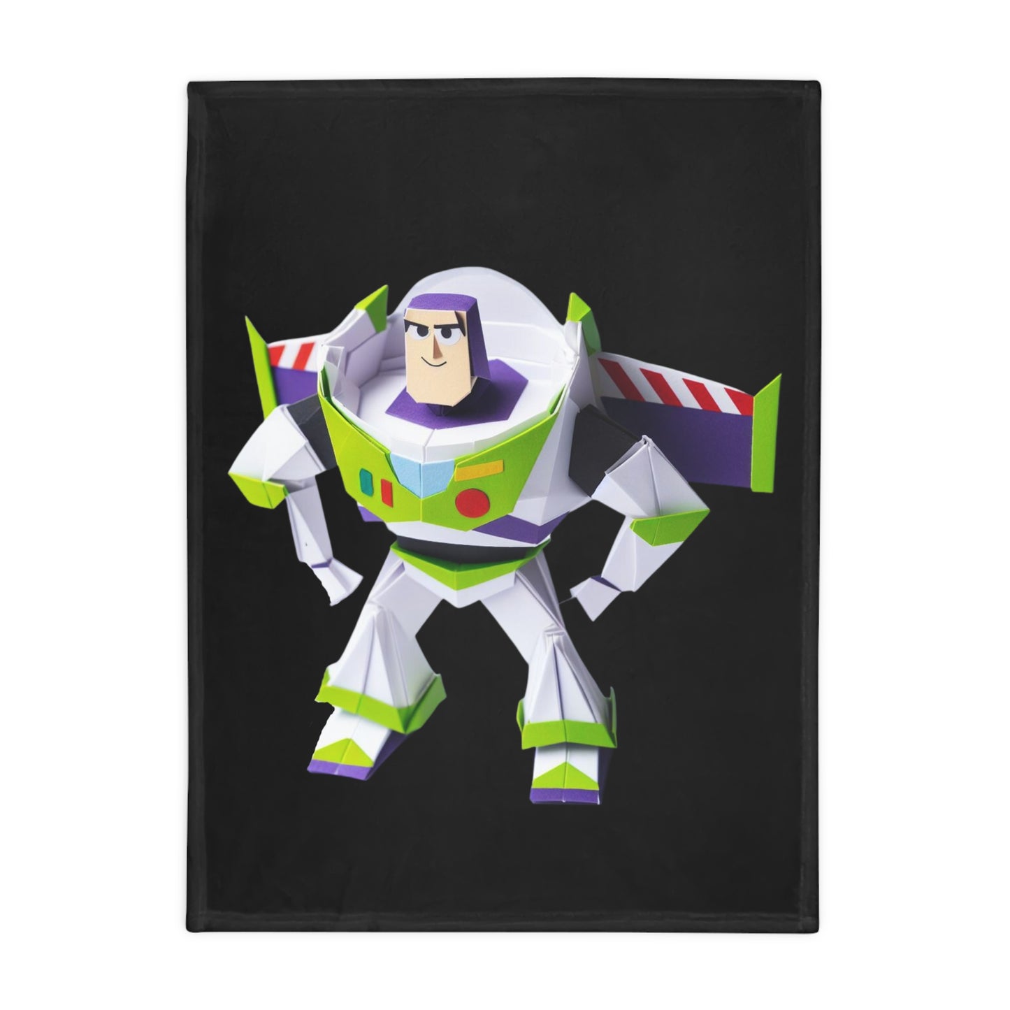 Origami Buzz Lightyear Plush Fleece Blanket - Black