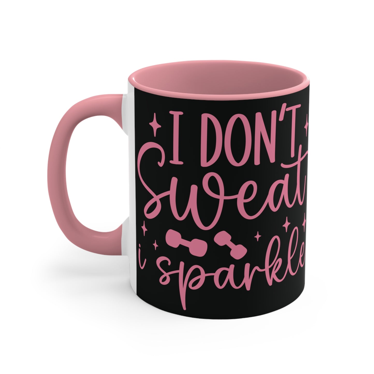 I Don't Sweat I Sparkle Workout Colorful Accent Mug 11oz - For Gym Fitness Enthusiasts