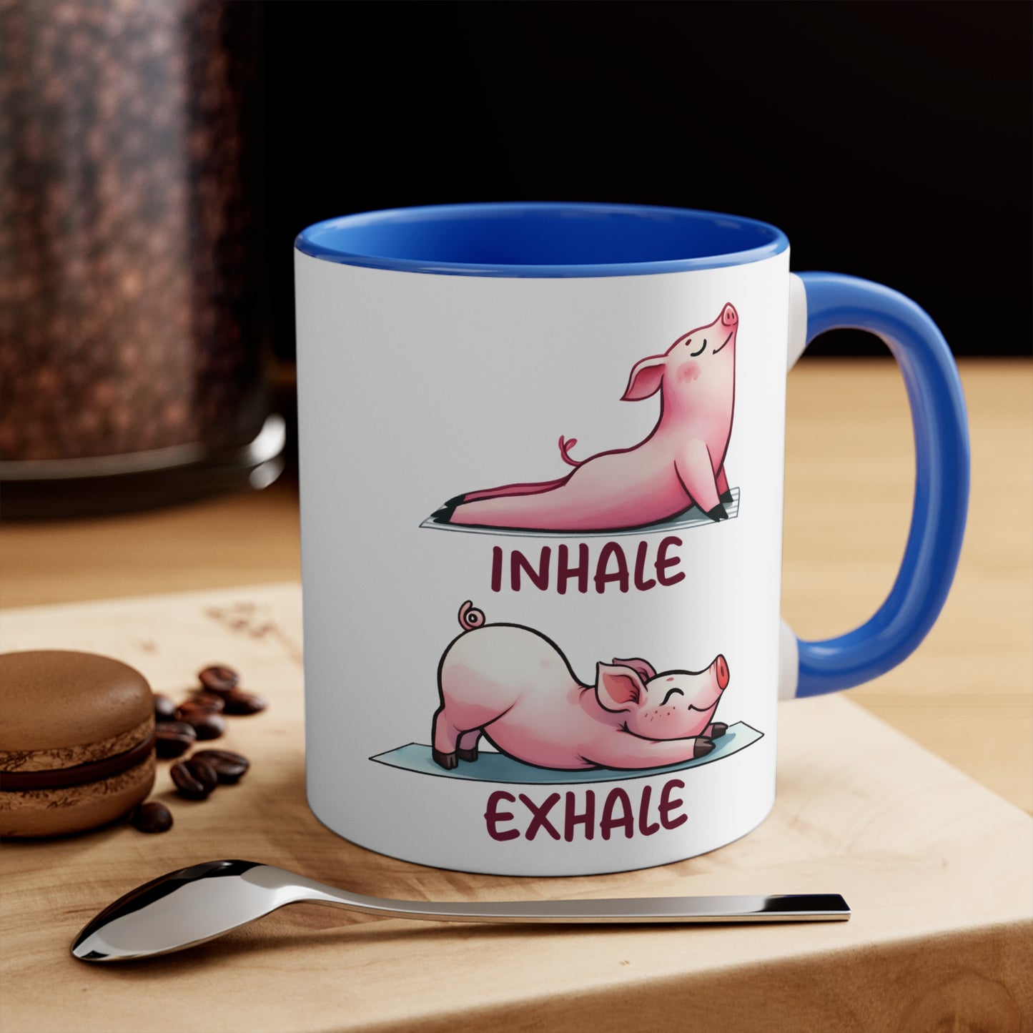 Pig Yoga Color Accent Mug 11oz - Zen Meditation Gift