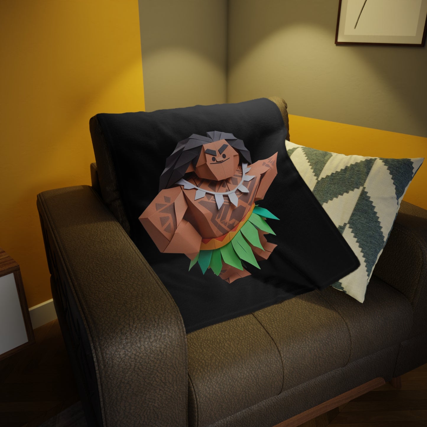 Origami Maui Plush Fleece Blanket - Black