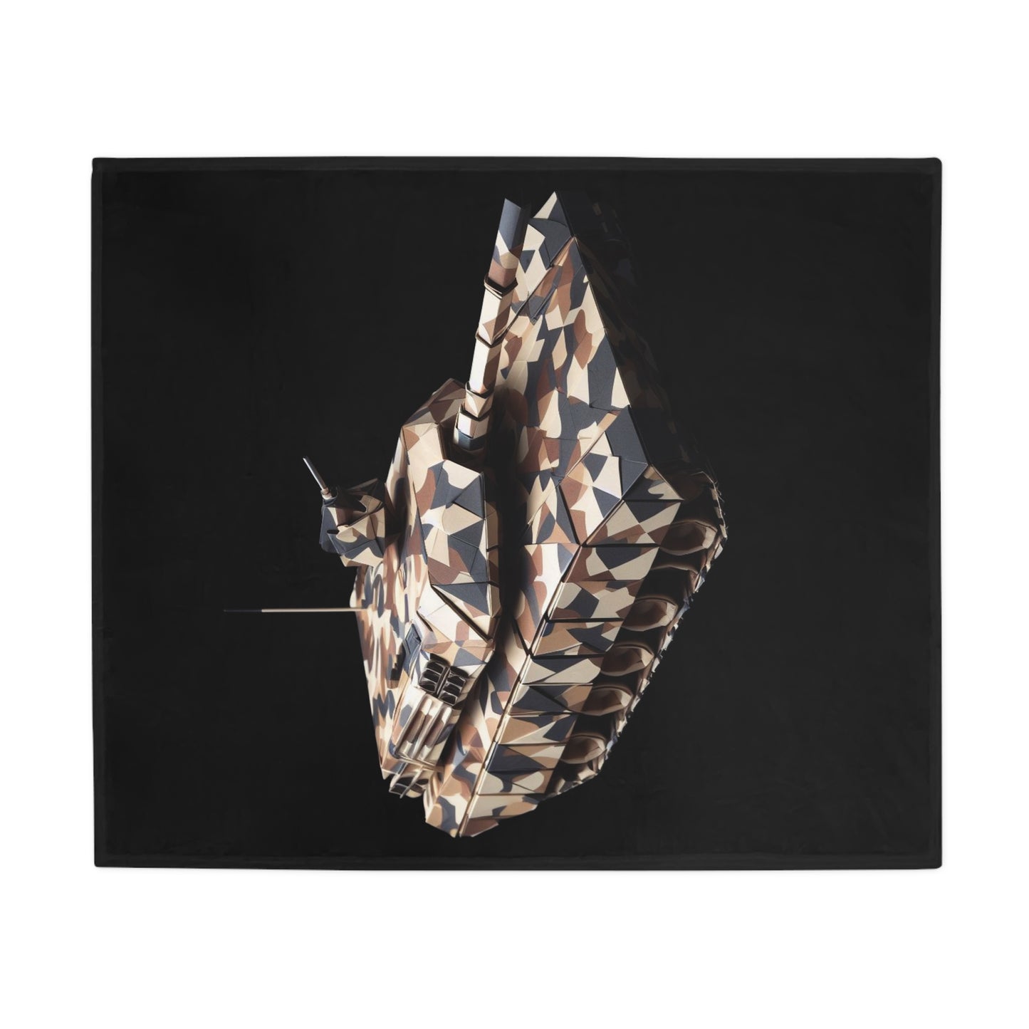 Origami Camo Tank Plush Fleece Blanket - Black