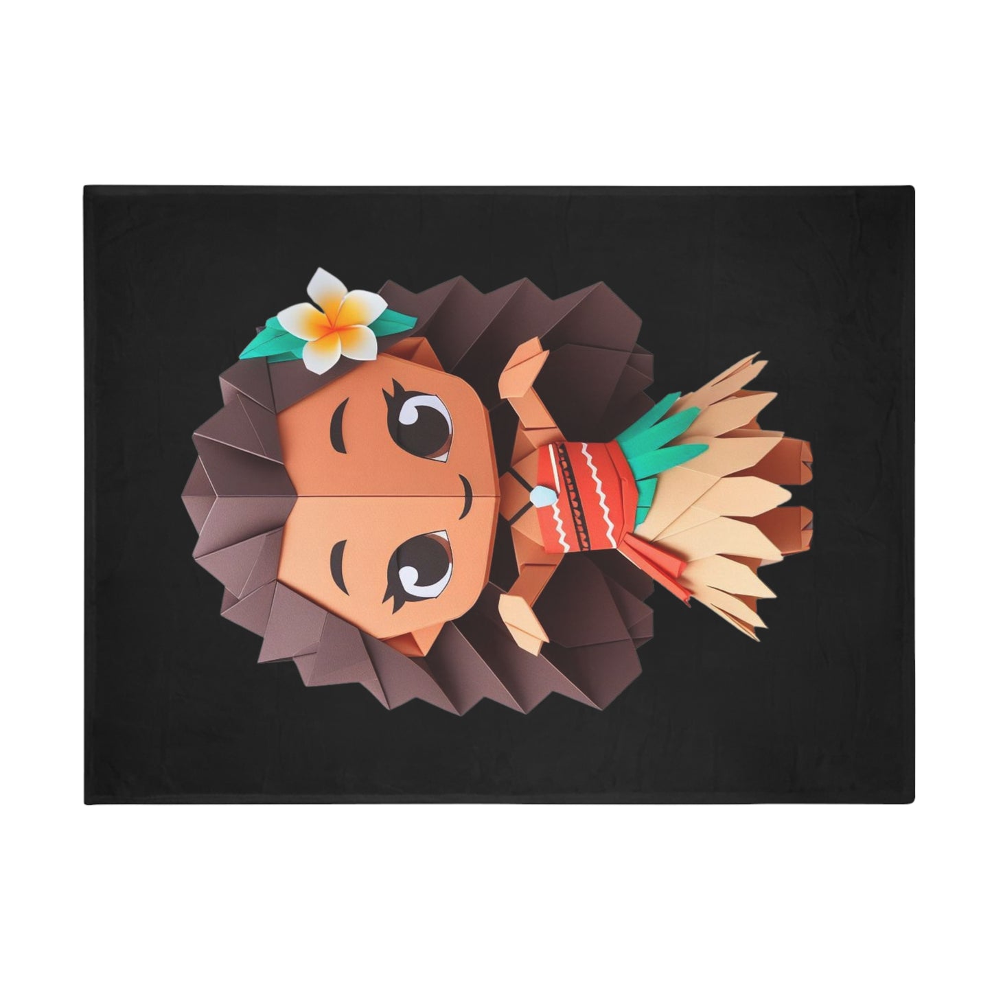 Origami Moana Plush Fleece Blanket - Black