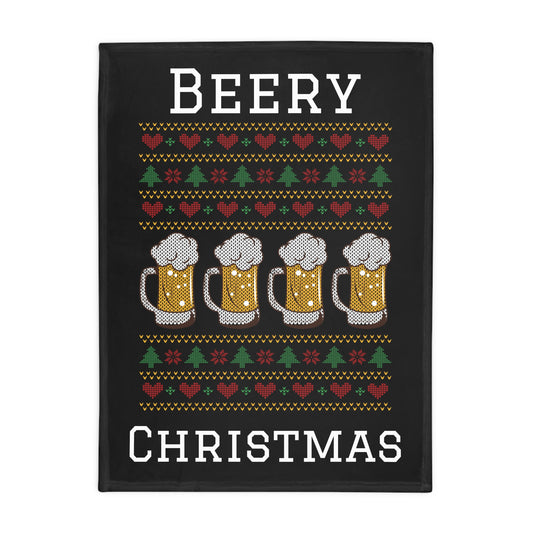 Ugly Christmas Sweater - Beery Christmas Plush Fleece Blanket