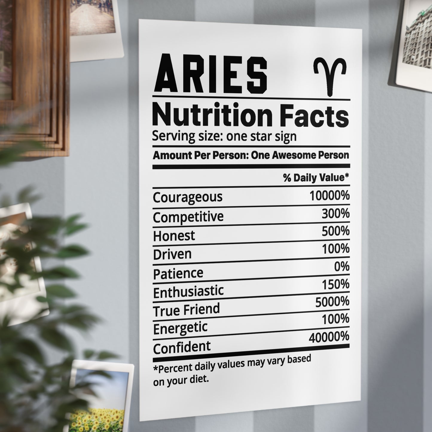 Aries Nutrition Unframed Prints - white