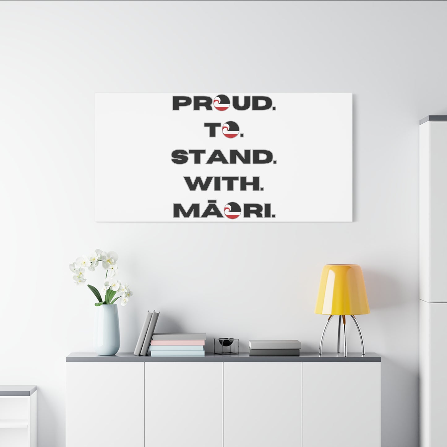 Proud. To. Stand. With. Māori. Classic Canvas - White