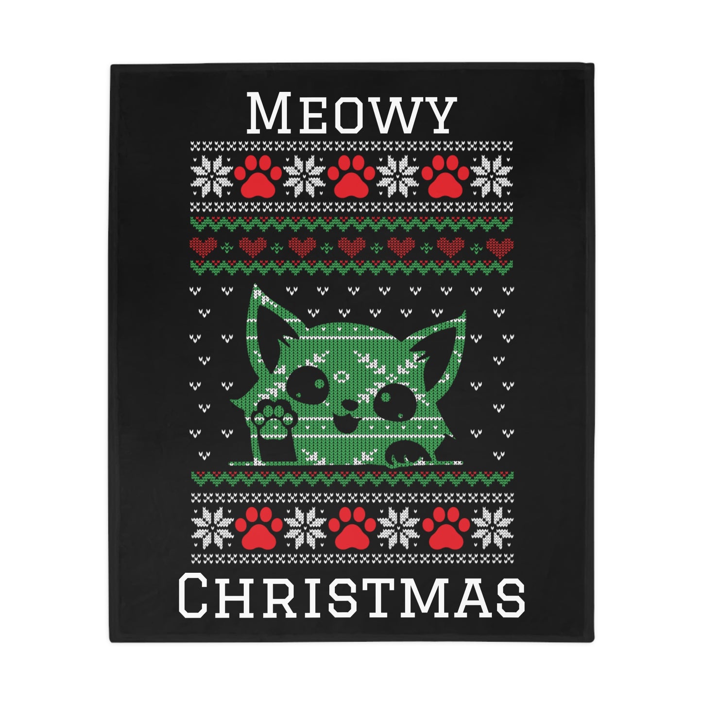 Ugly Christmas Sweater - Meowy Christmas Plush Fleece Blanket