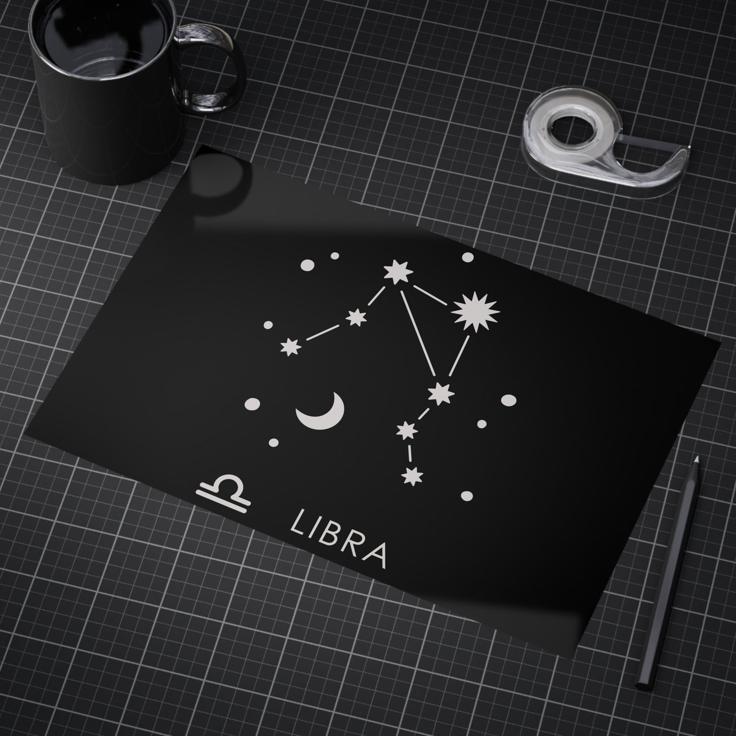 Libra Starmap Unframed Prints - black