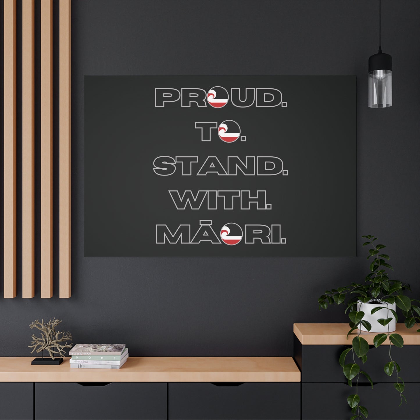 Proud. To. Stand. With. Māori. Classic Canvas - Black