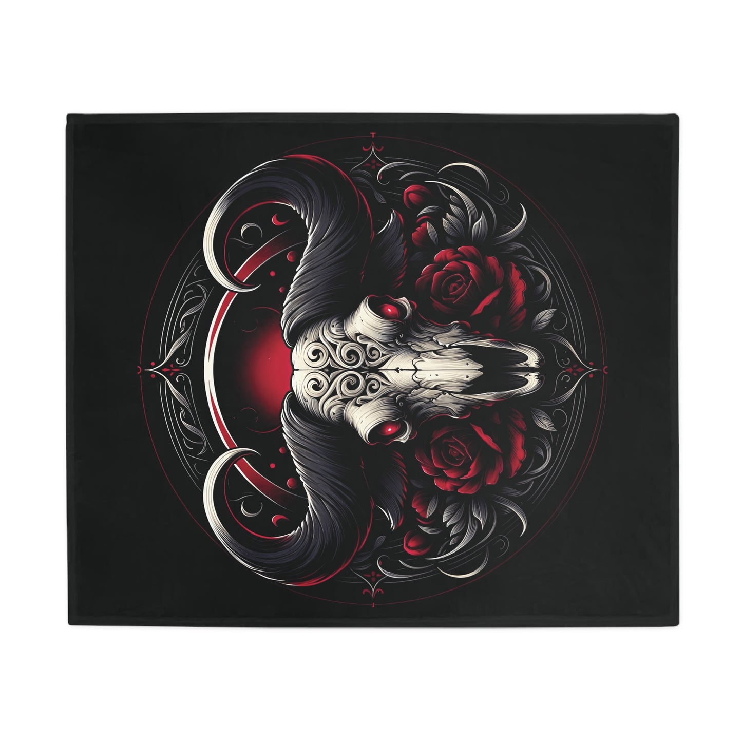 Gothic Taurus Plush Fleece Blanket - black