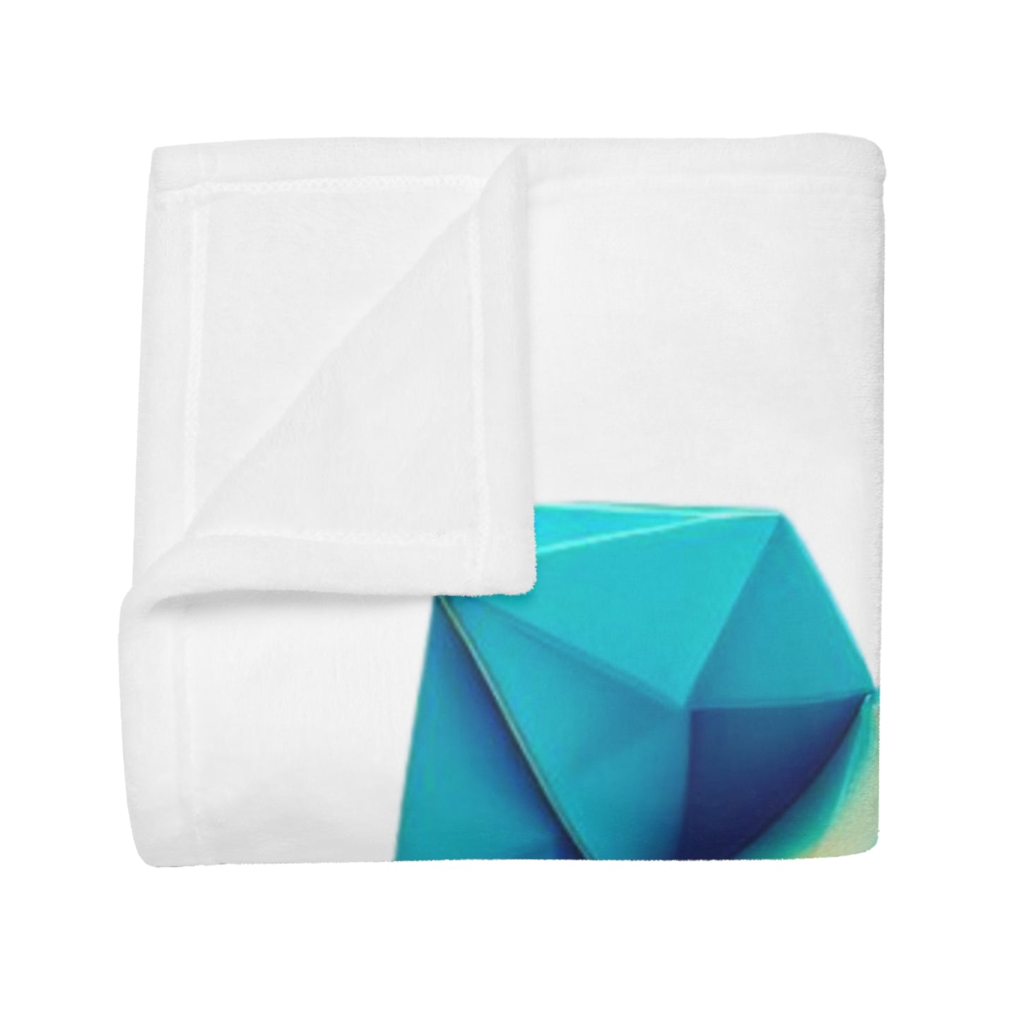 Origami Neon Teddy Plush Fleece Blanket - White