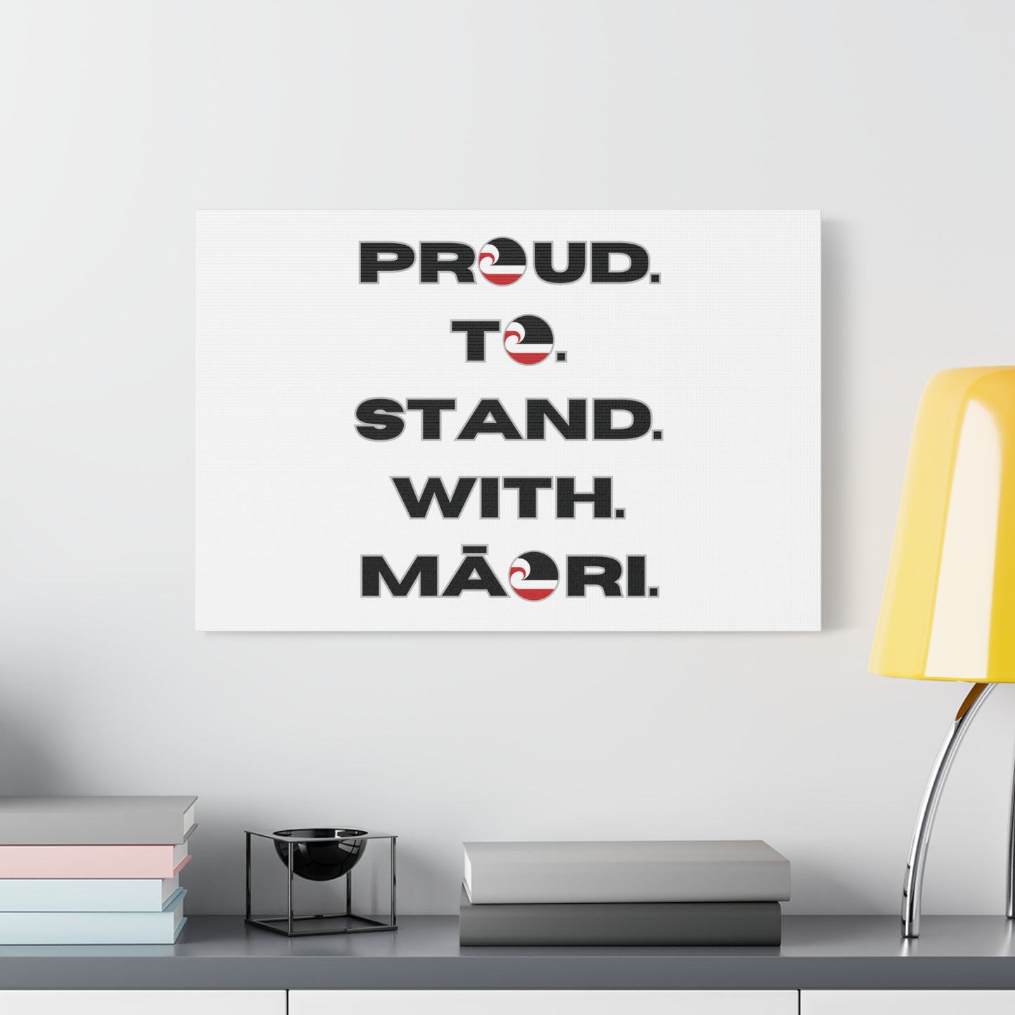 Proud. To. Stand. With. Māori. Classic Canvas - White