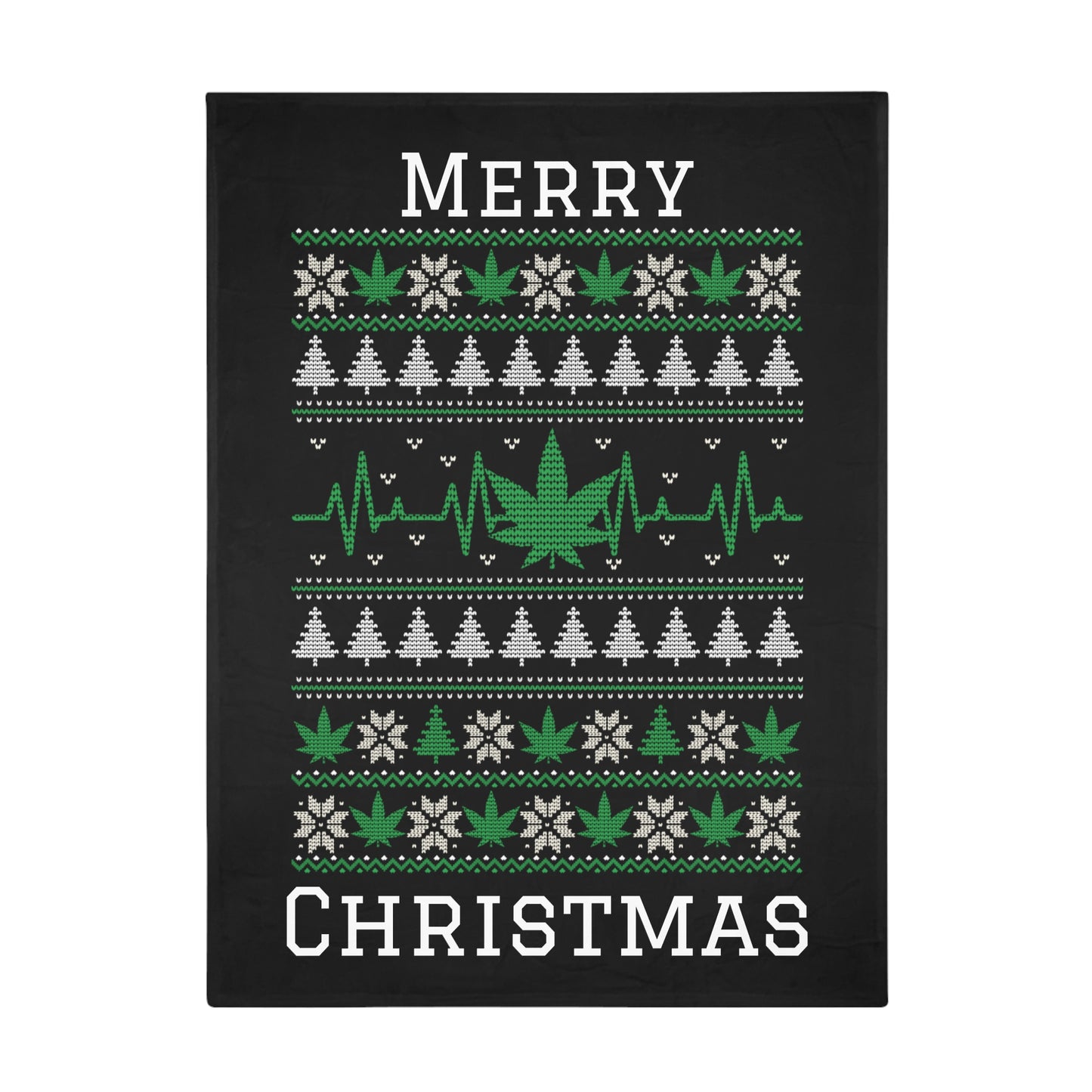 Ugly Christmas Sweater - Weed Plush Fleece Blanket