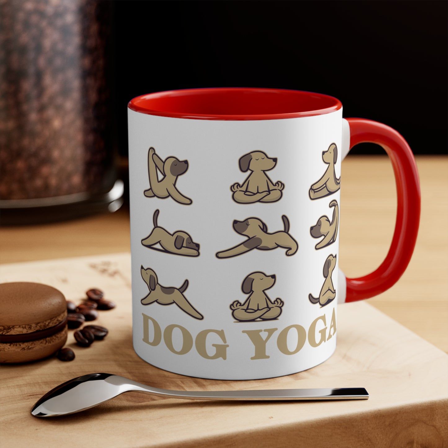 Dog Yoga Color Accent Mug 11oz - Zen Meditation Gift