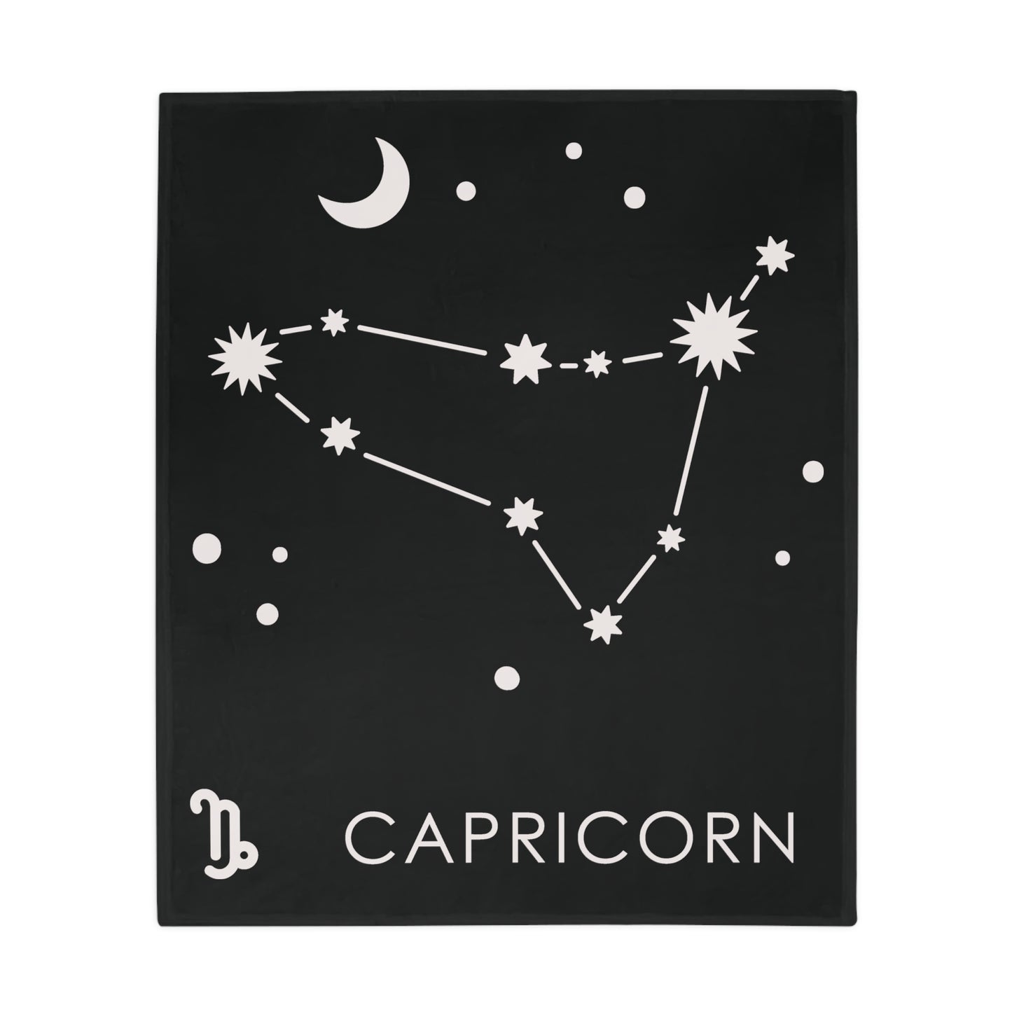 Capricorn Star Map Plush Fleece Blanket - black