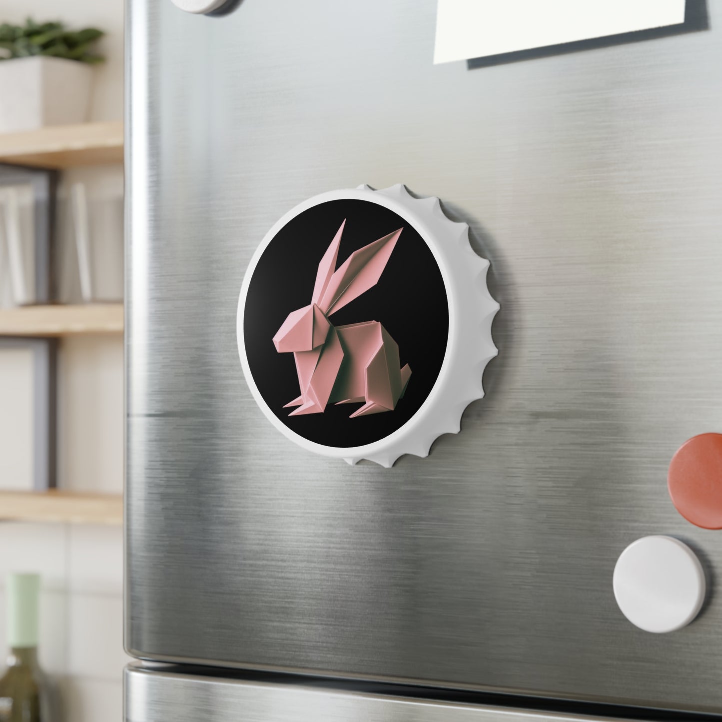 Origami Pink Bunny Bottle Opener