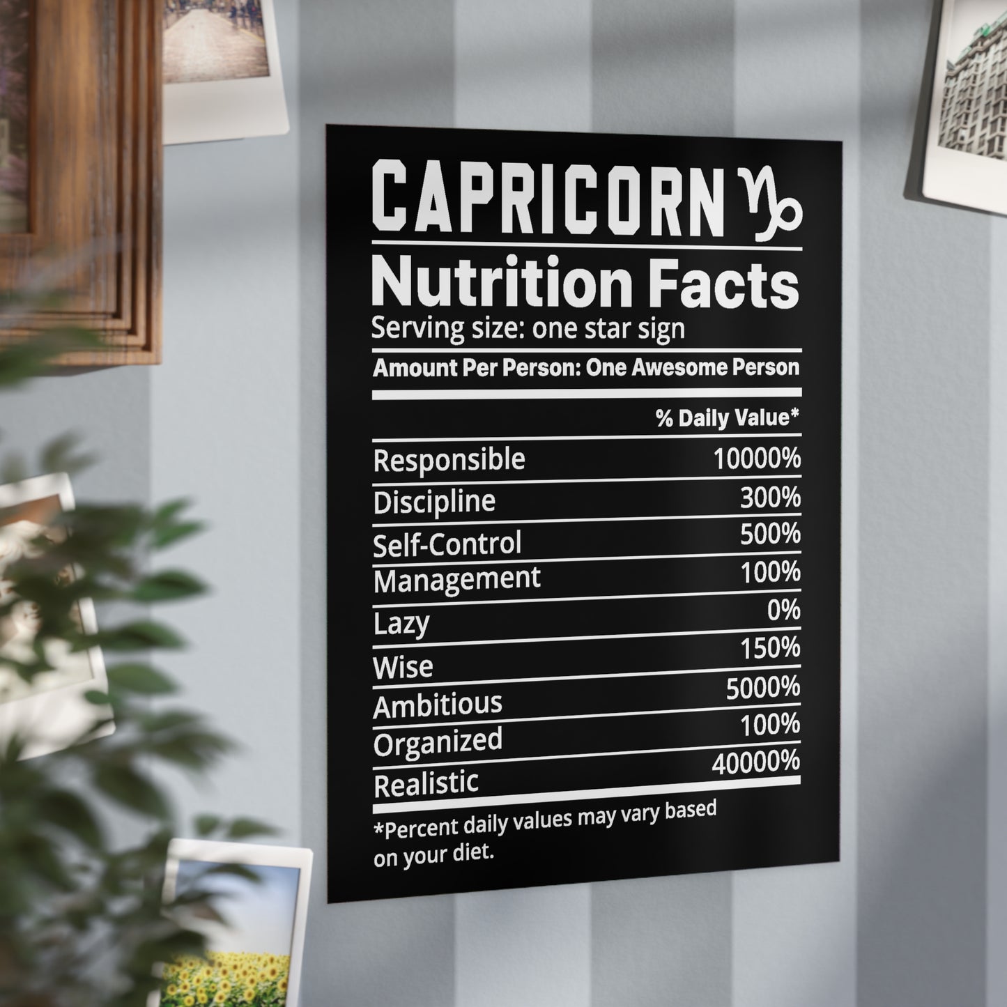 Capricorn Nutrition Unframed Prints - black