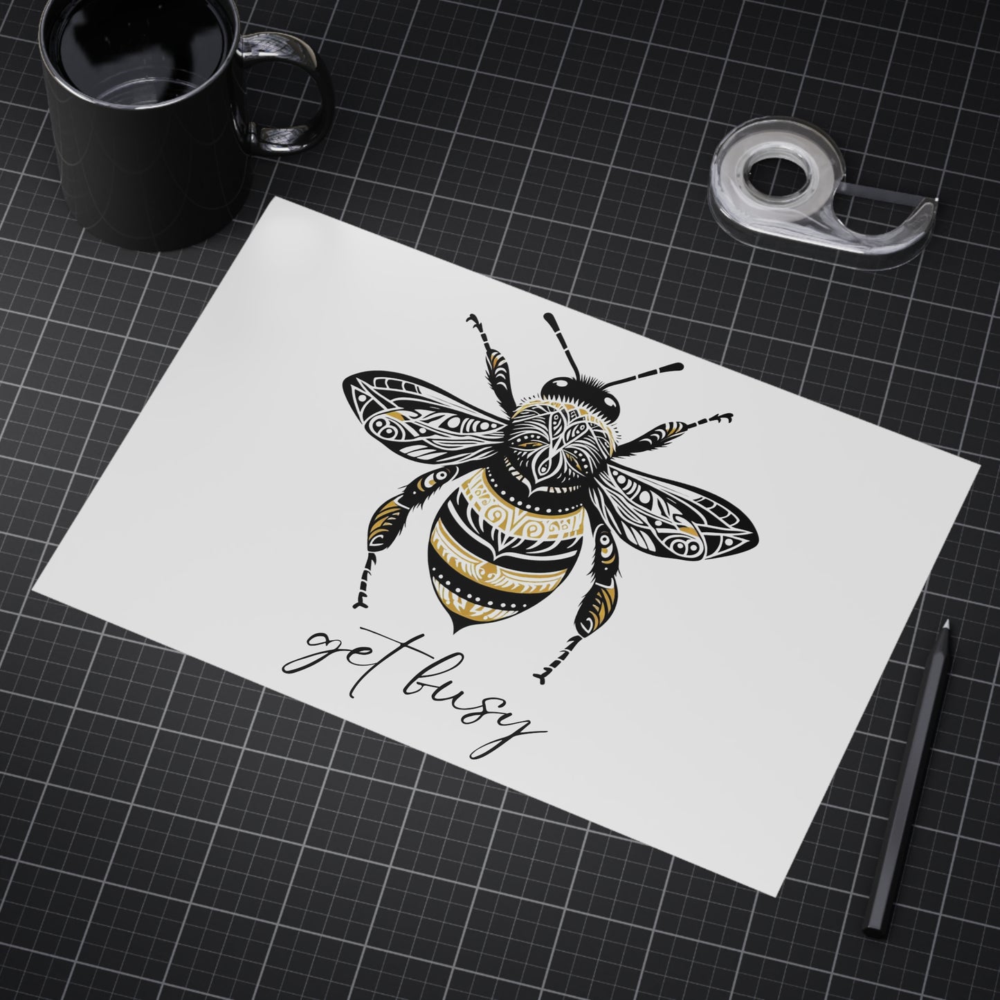 Get Busy Bee Unframed Prints - white