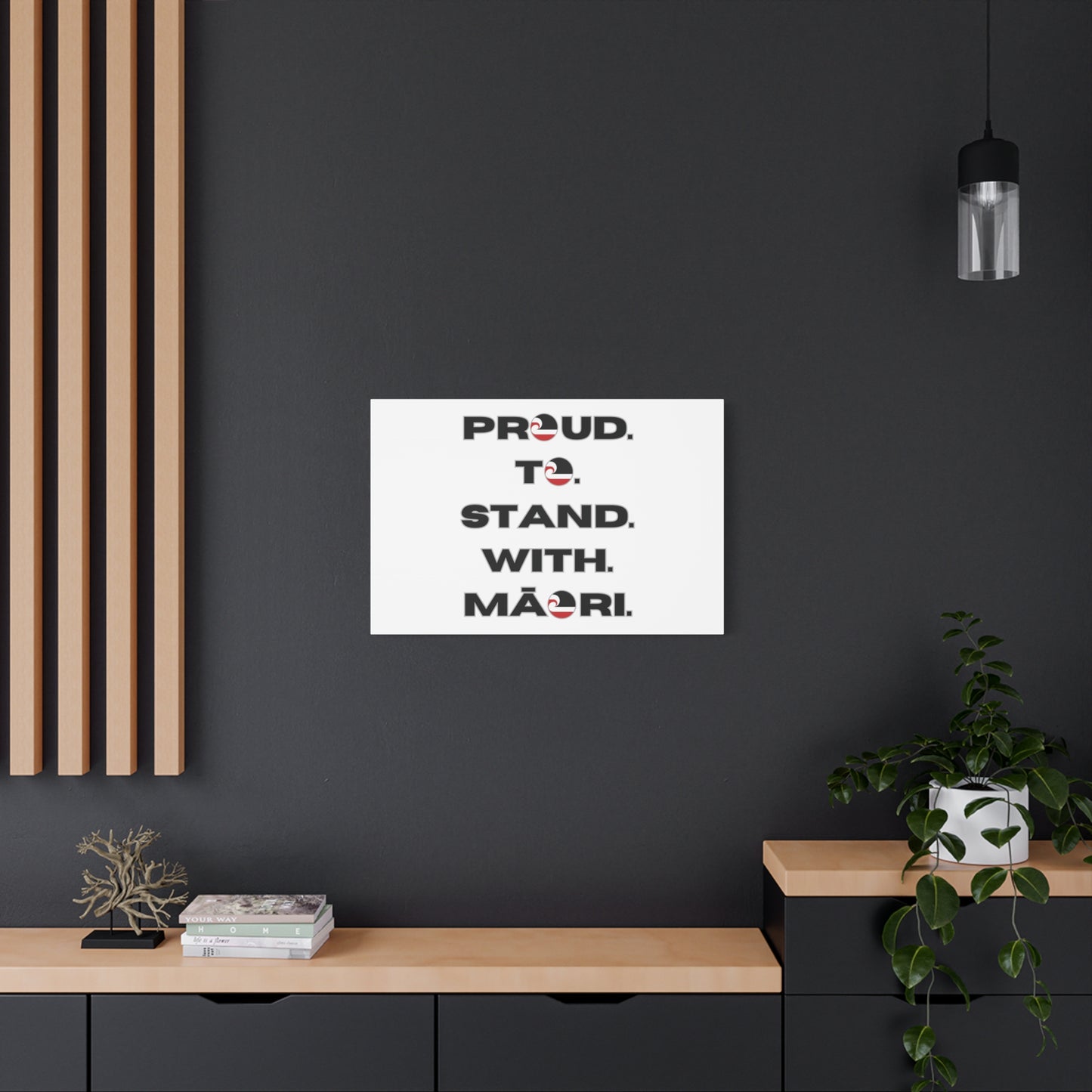 Proud. To. Stand. With. Māori. Classic Canvas - White