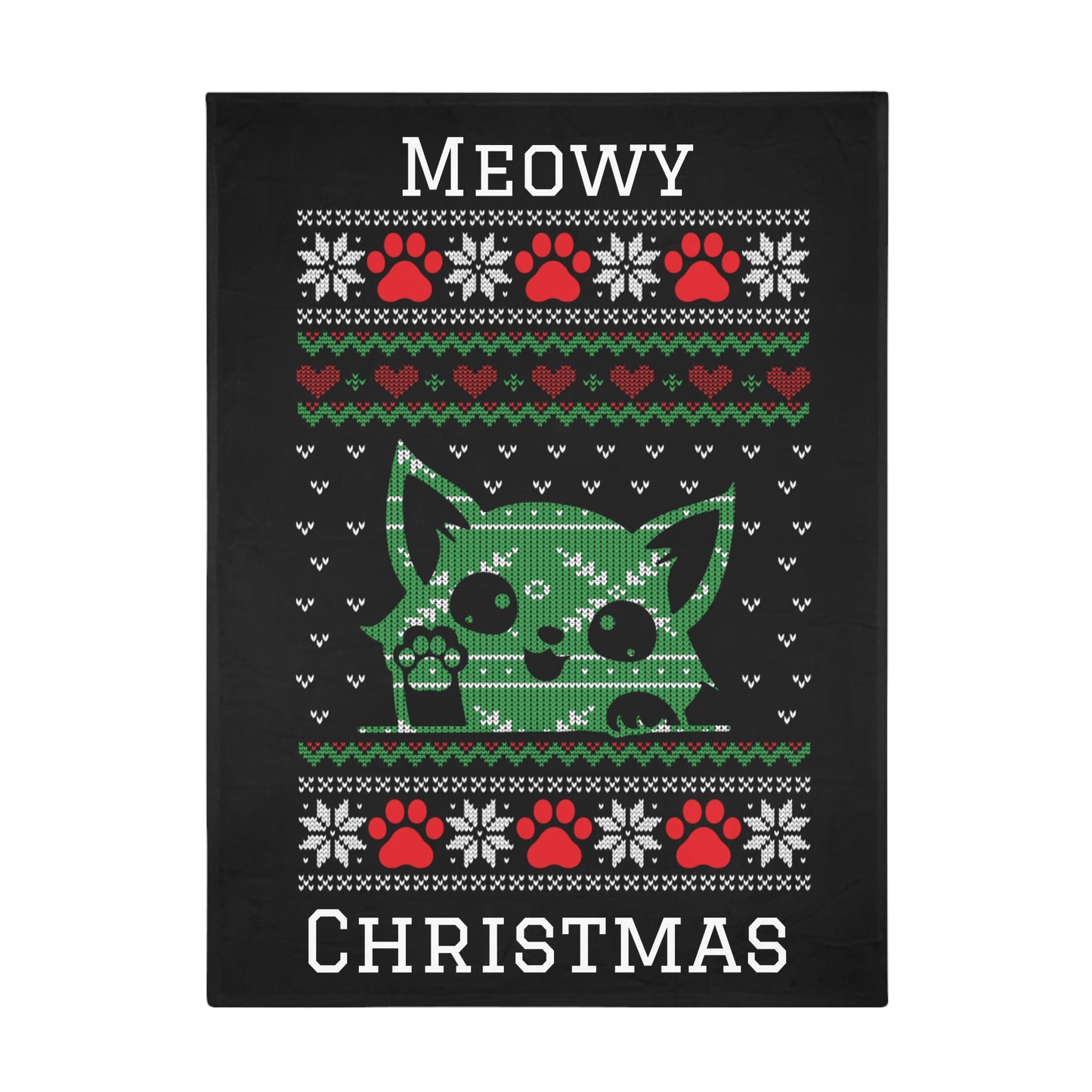 Ugly Christmas Sweater - Meowy Christmas Plush Fleece Blanket