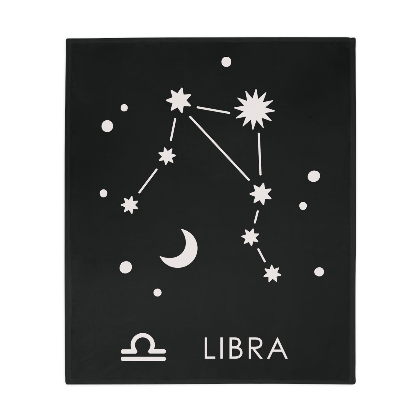 Libra Star Map Plush Fleece Blanket - black