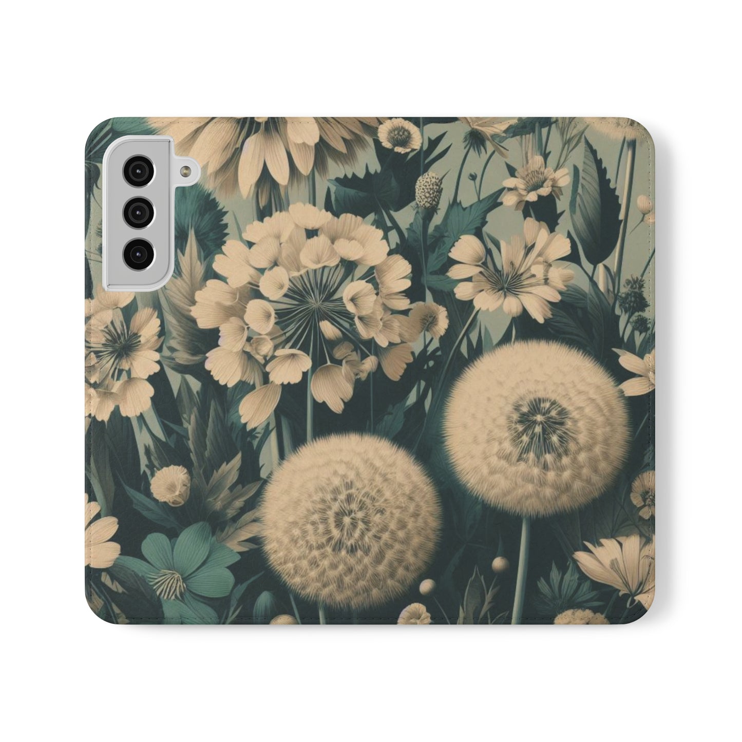 Blue & Cream Flowers Flip Cases iPhone/Samsung