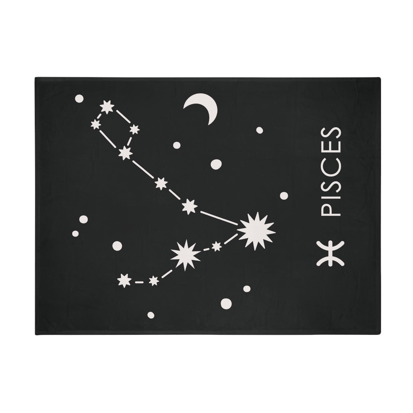 Pisces Star Map Plush Fleece Blanket - black