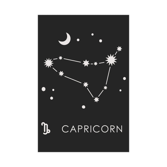 Capricorn Starmap Unframed Prints - black