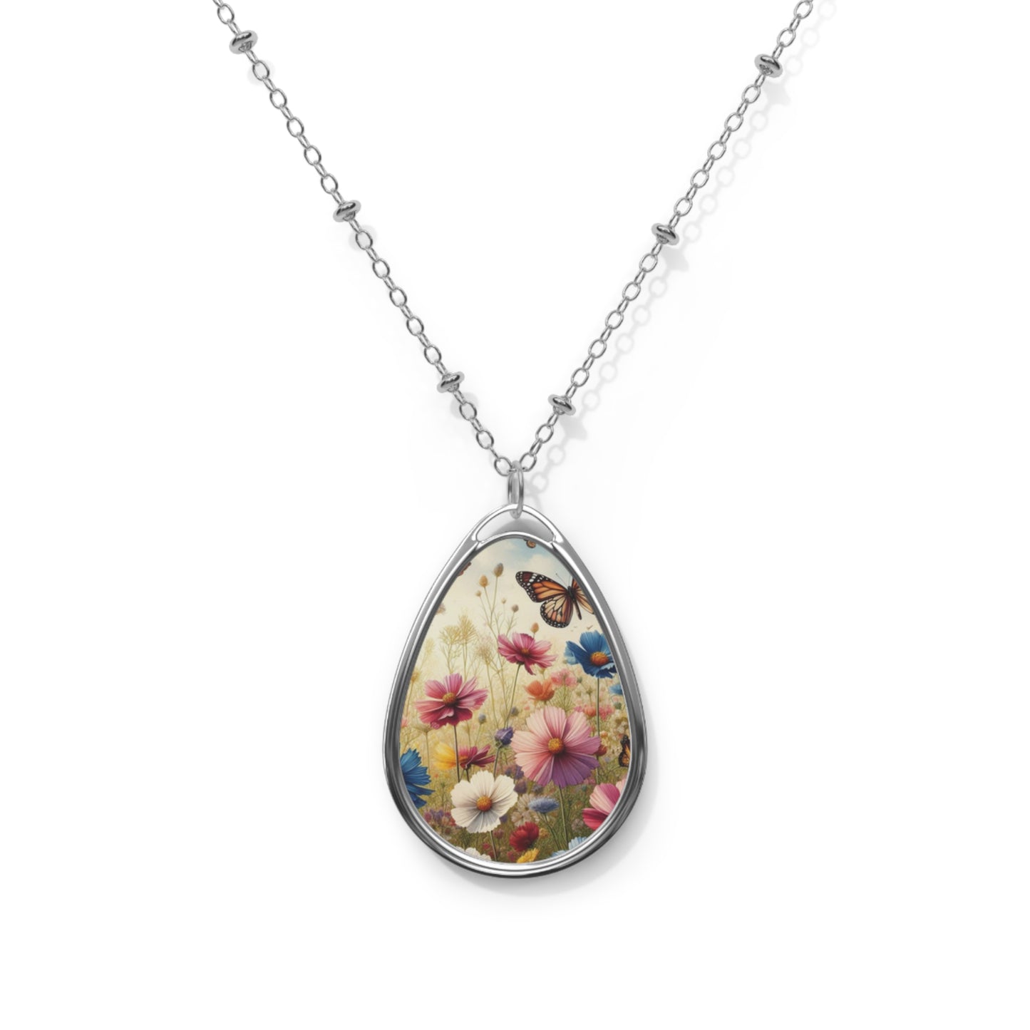 Wild Flowers #2 Oval Necklace