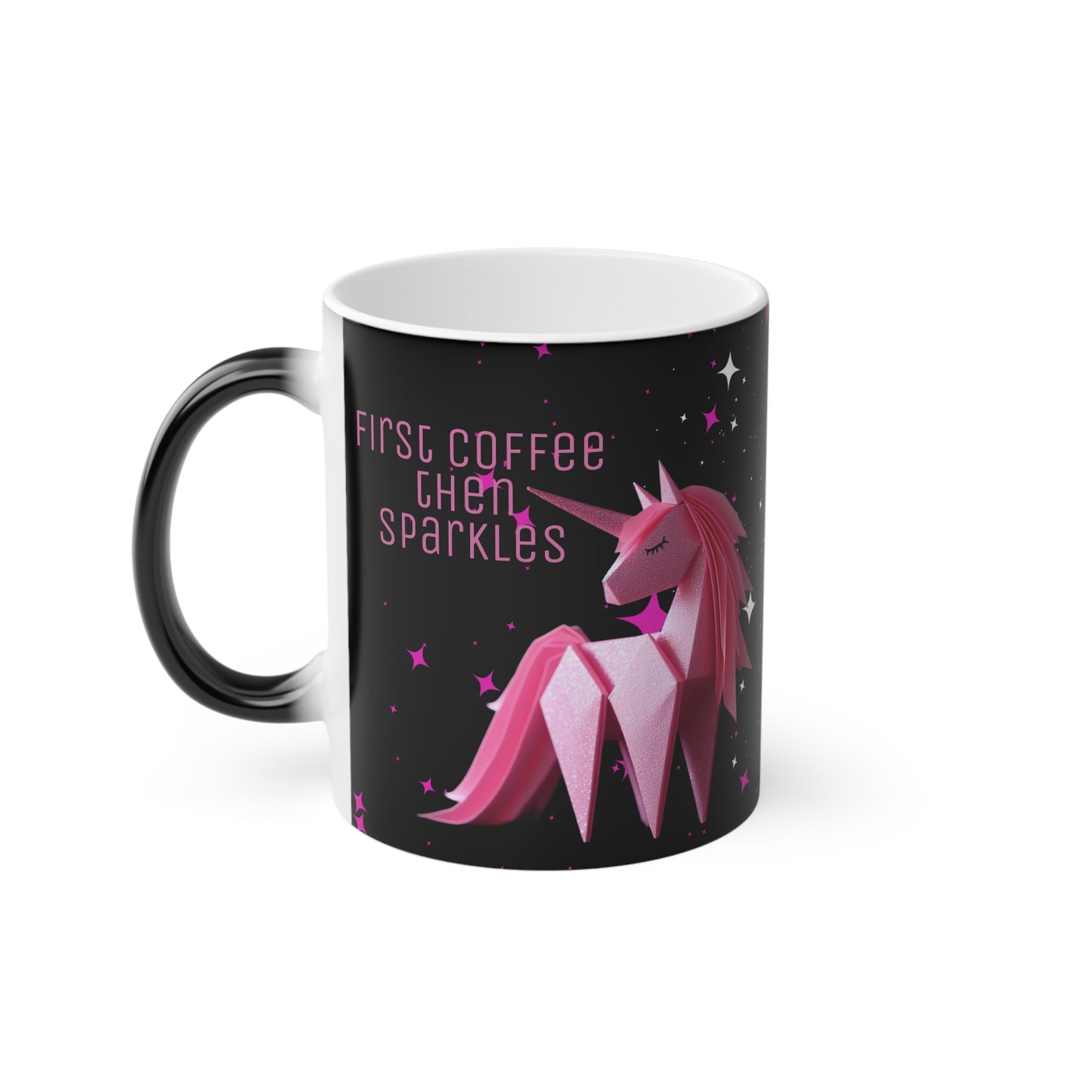 Origami Pink Unicorn Magic Mug