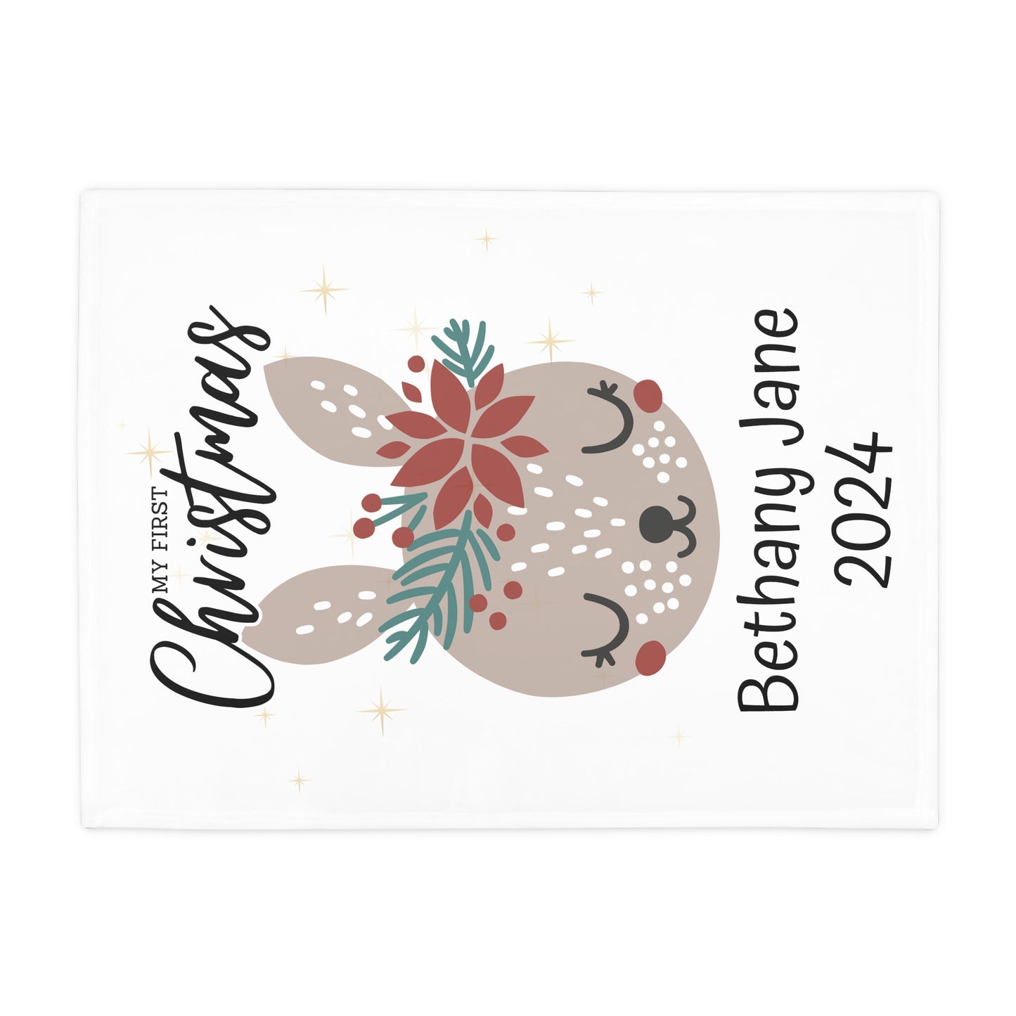 Customisable "My 1st Christmas" Plush Fleece Blanket - bunny