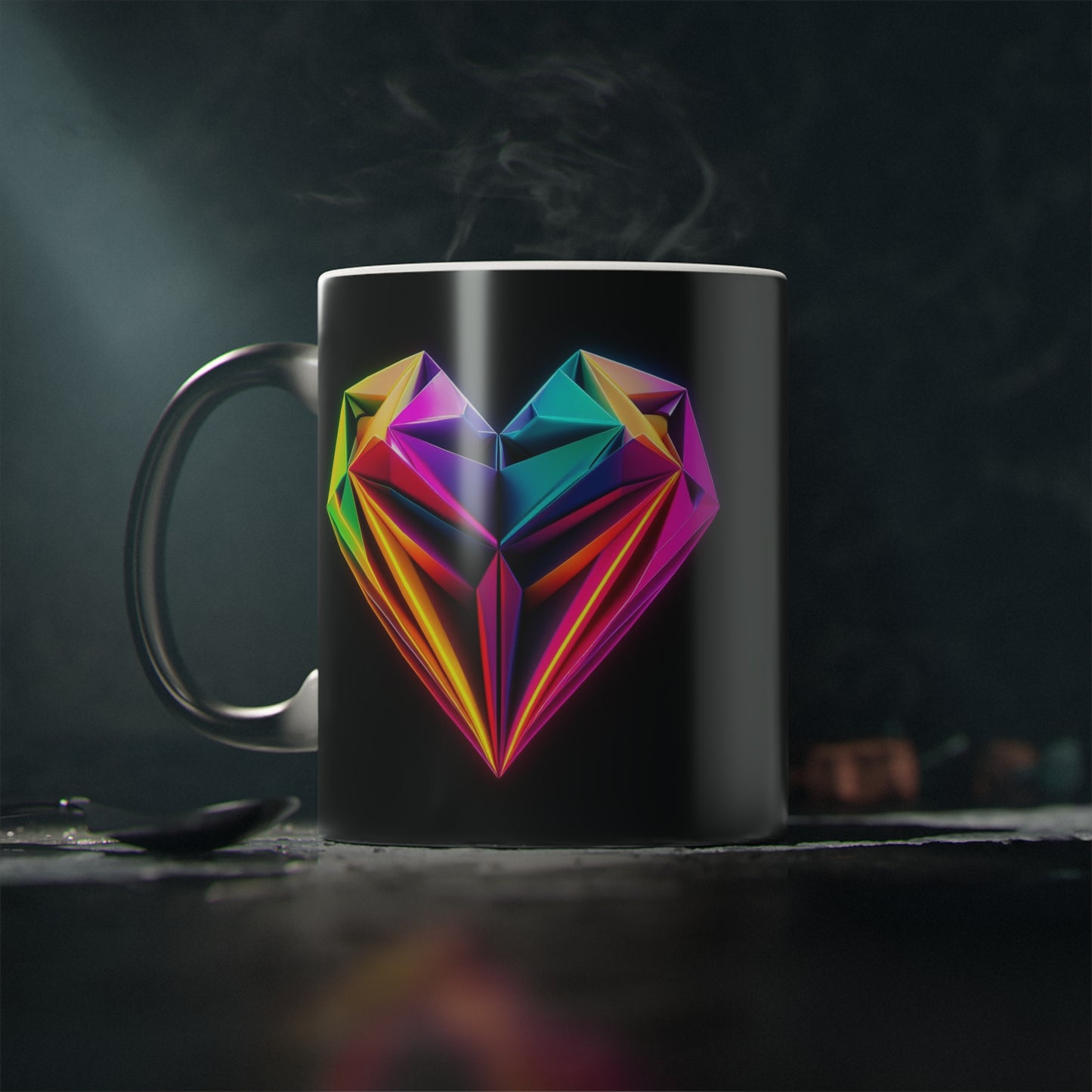 Origami Neon Heart Magic Mug