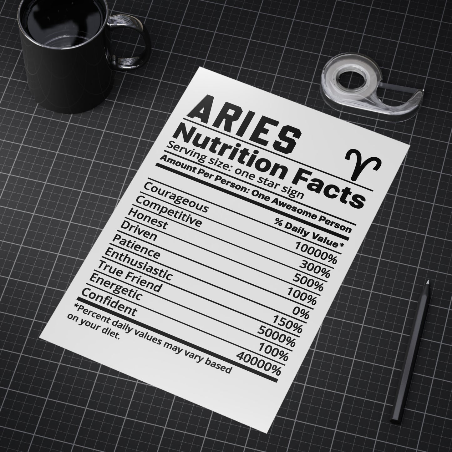 Aries Nutrition Unframed Prints - white