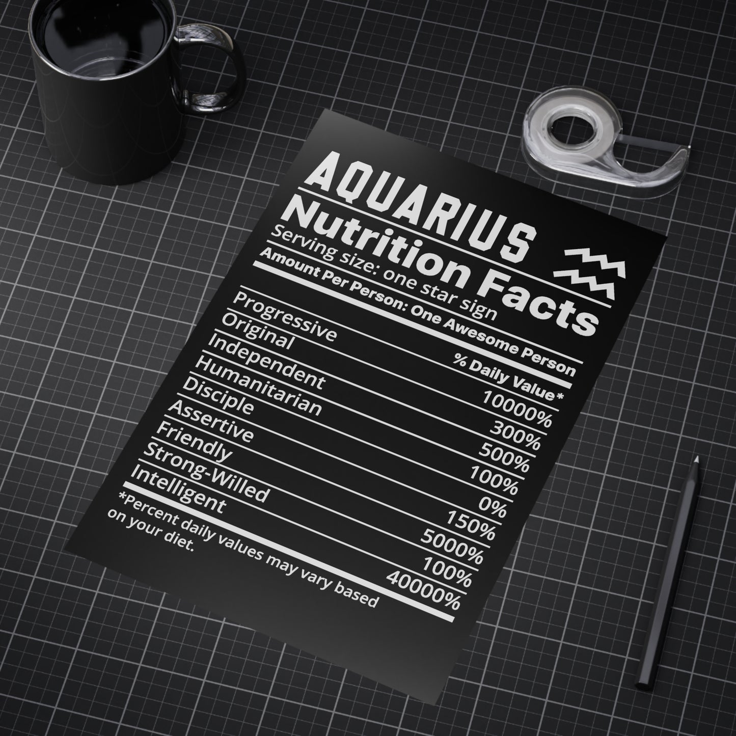 Aquarius Nutrition Unframed Prints - black