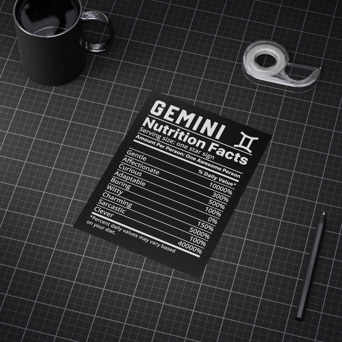 Gemini Nutrition Unframed Prints - black