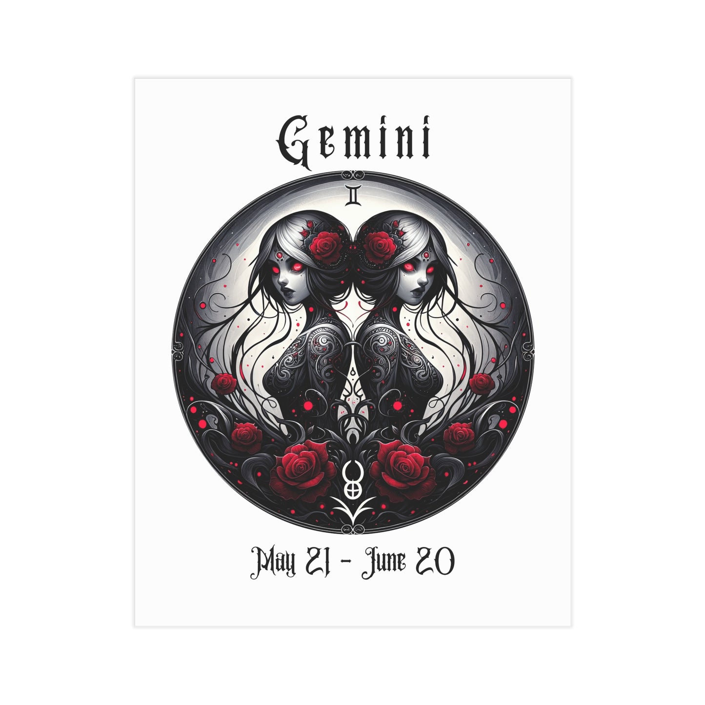 Gothic Gemini Unframed Prints - white