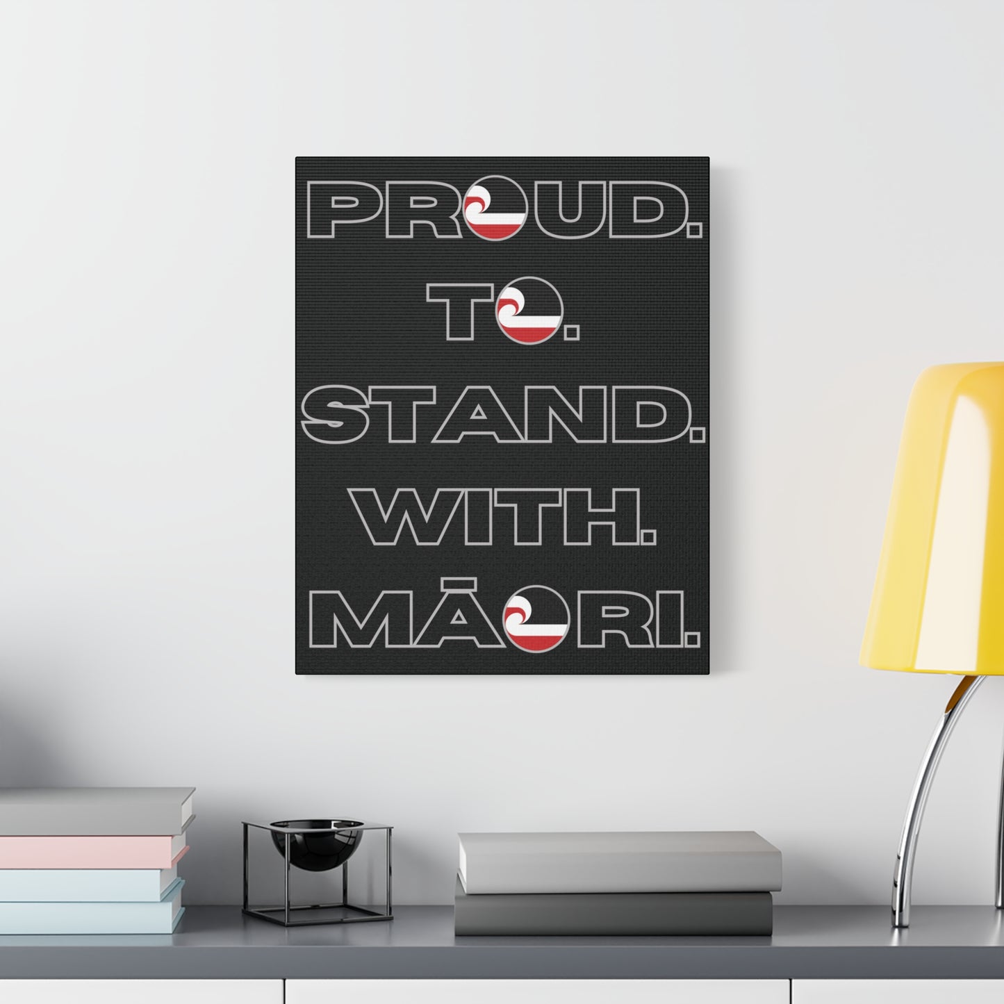 Proud. To. Stand. With. Māori. Classic Canvas - Black